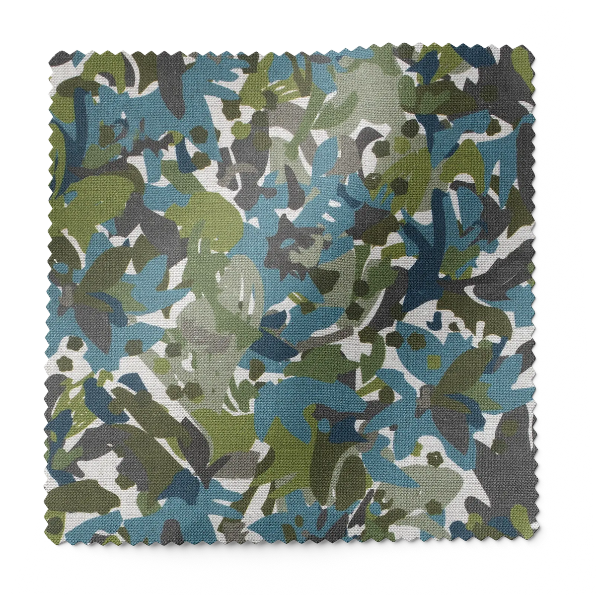 Thicket fabric swatch in Emerald by Emily Daws — 6x6 Belgian linen sample, Flora Collection