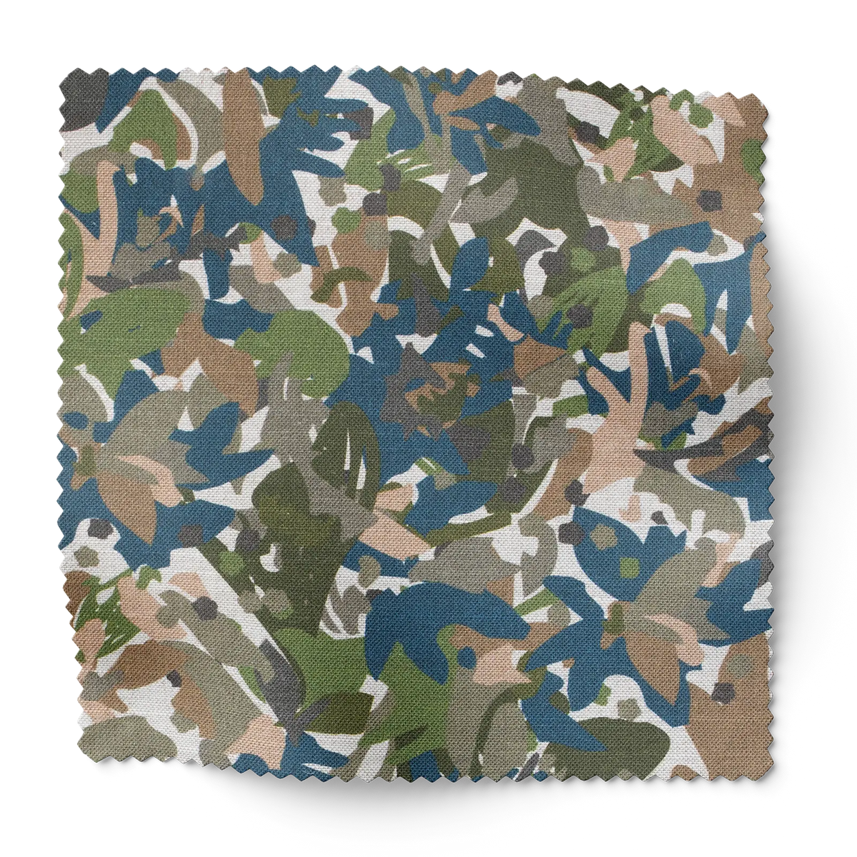 Thicket fabric swatch in Olive by Emily Daws β 6x6 Belgian linen sample, Flora Collection