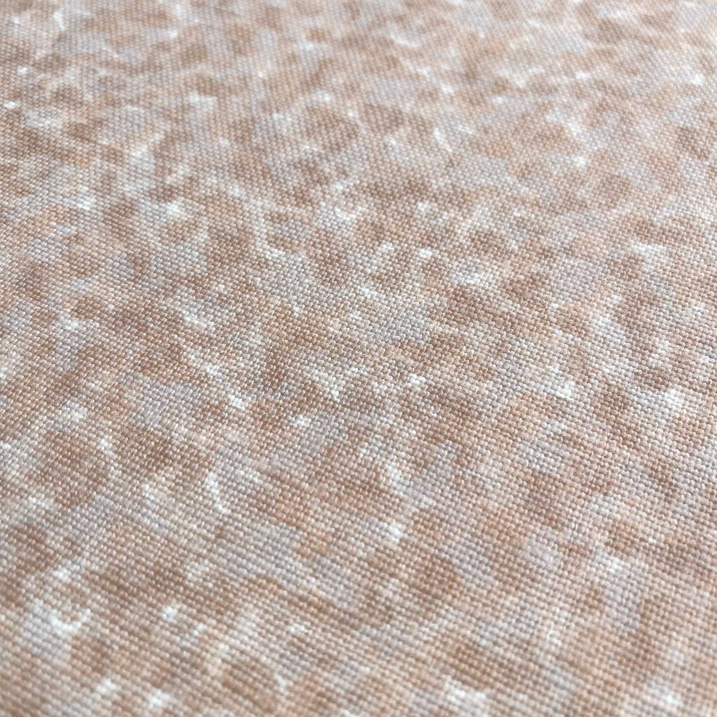 Tortoise fabric in Taffy by Emily Daws — close-up detail of Belgian linen, Fauna Collection