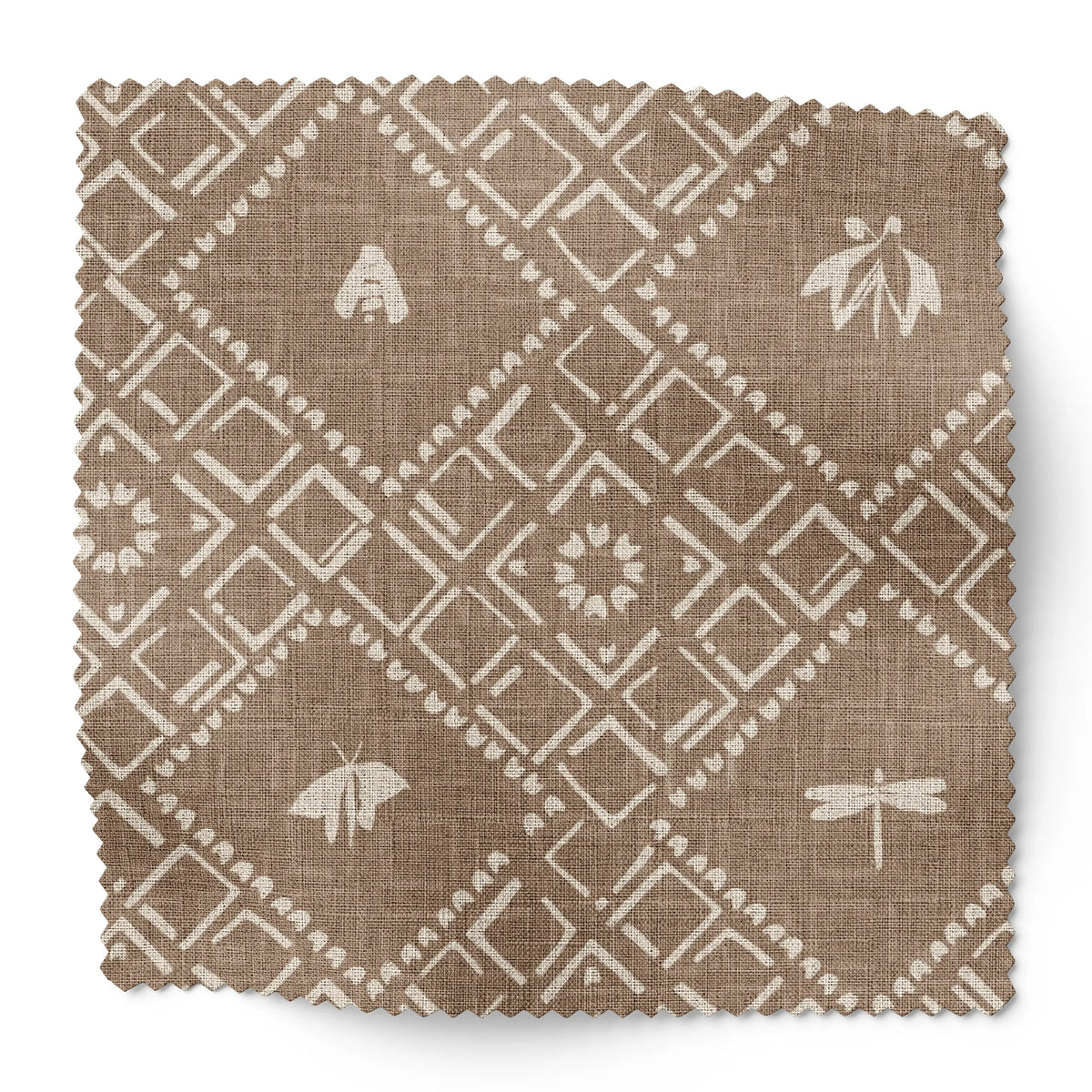 Americana fabric swatch in Cumin by Emily Daws — 6x6 Belgian linen sample, Fauna Collection