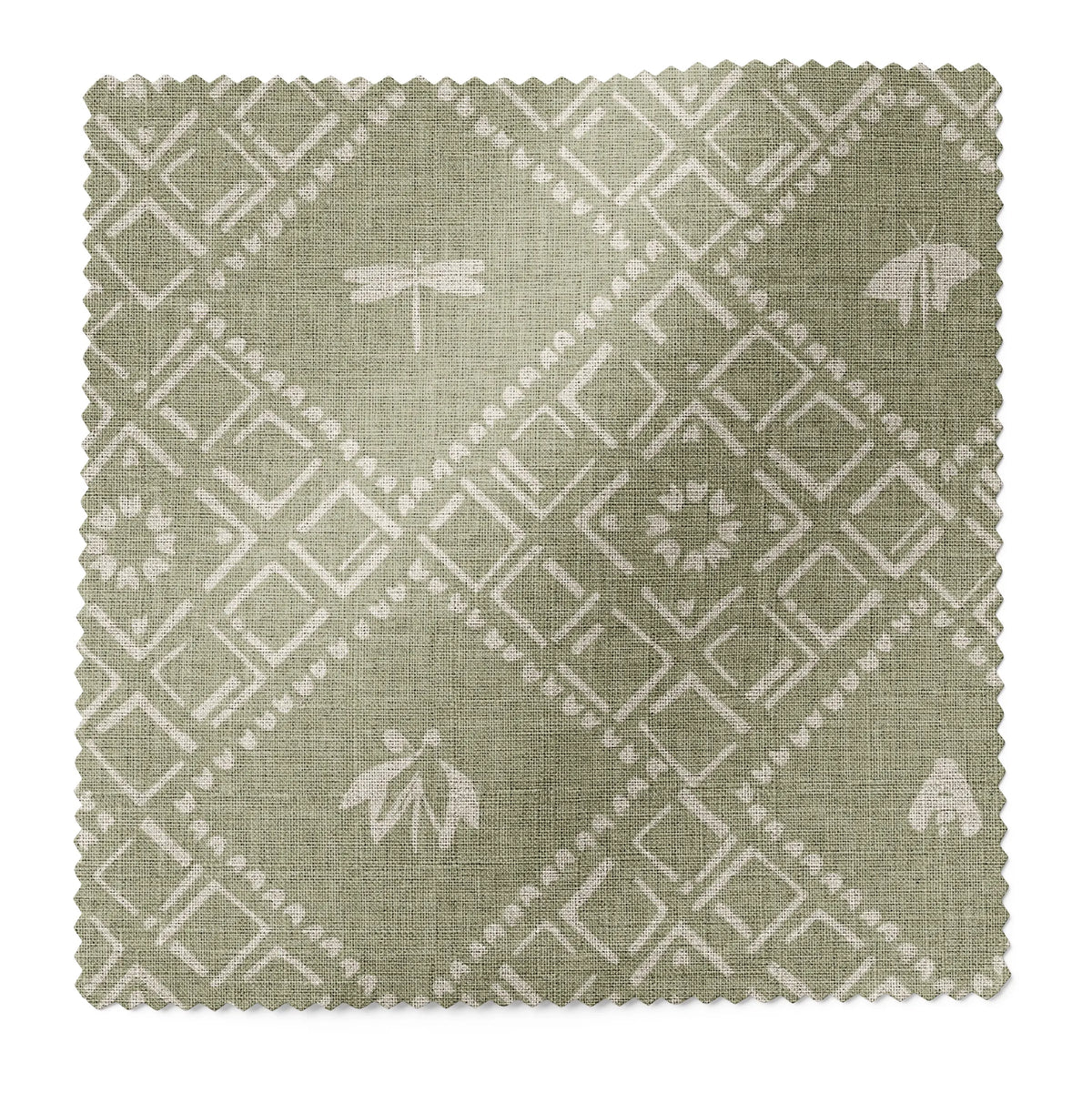 Americana fabric swatch in Edamame by Emily Daws — 6x6 Belgian linen sample, Fauna Collection