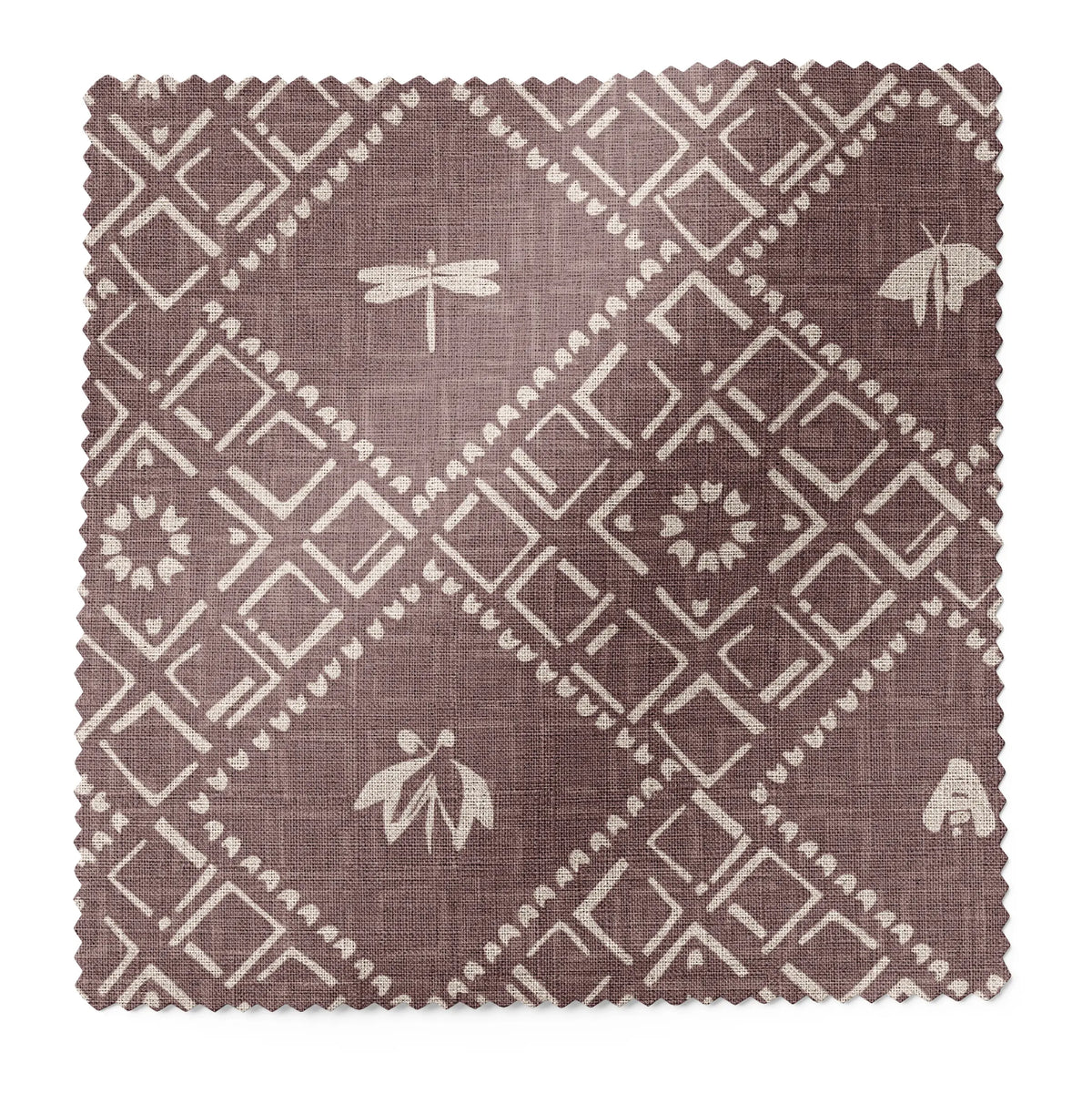 Americana fabric swatch in Orchid by Emily Daws — 6x6 Belgian linen sample, Fauna Collection