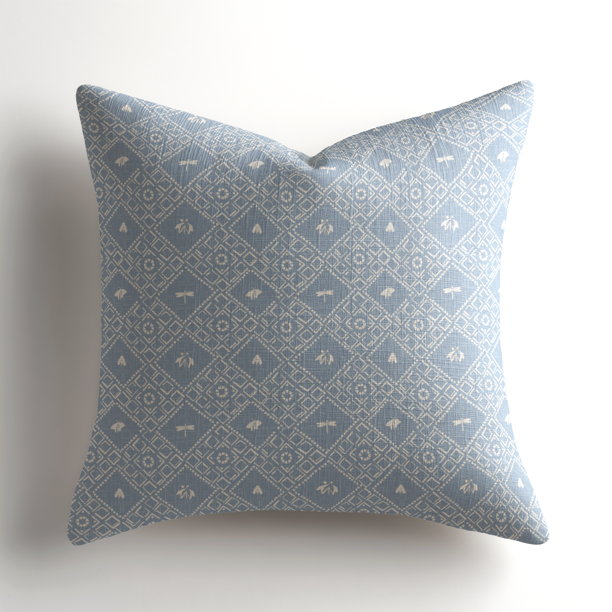 Made-in-the-USA linen throw pillow by Emily Daws in Americana Cornflower, a boutique textiles selection for interior designers seeking southern inspired, small-batch accents.