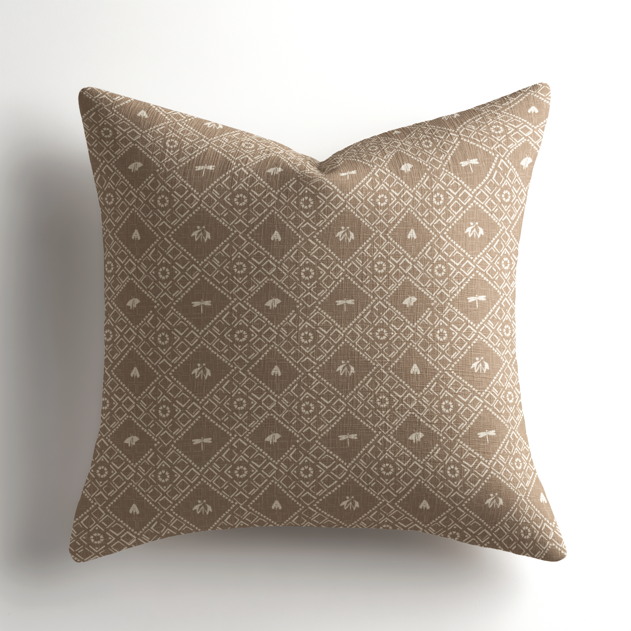 Designer linen throw pillow by Emily Daws featuring the Americana pattern in Cumin, a Charleston-made, small-batch artful accent pillow crafted for luxury interiors and available through the Emily Daws Showroom.