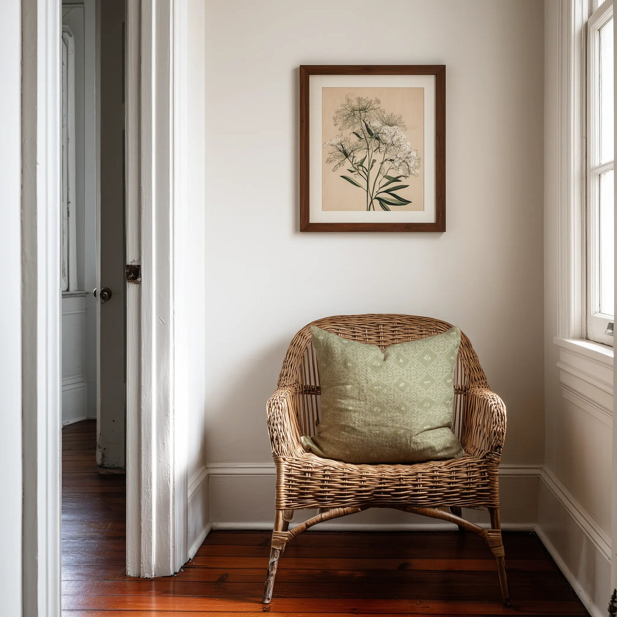 Emily Daws Americana pillows in Edamame β original pattern, feather and down insert