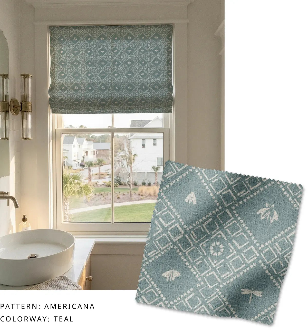 Americana Fabric in Teal
