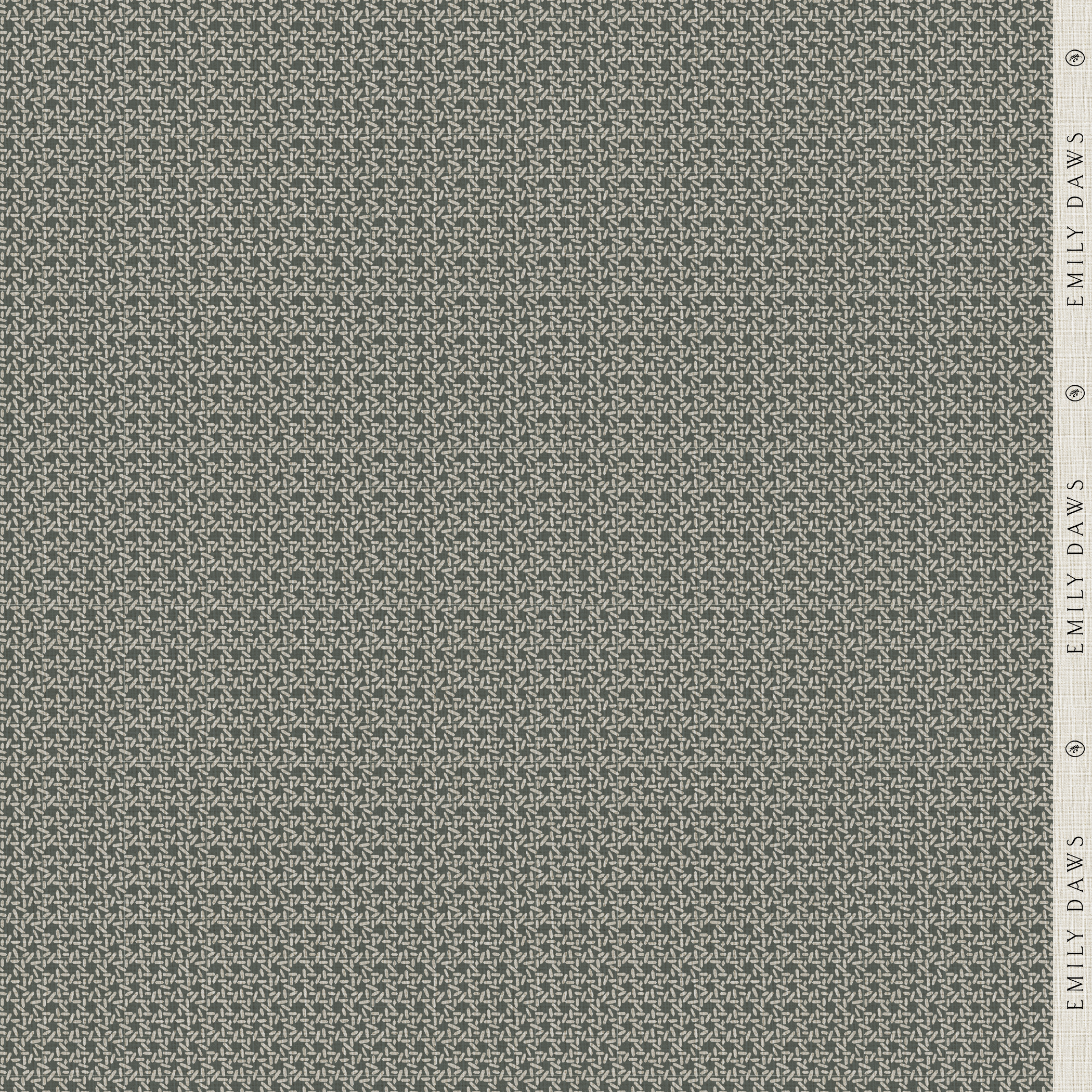 carolina rice pine fabric by emily daws featuring deep green rice grain motif on natural linen by the yard