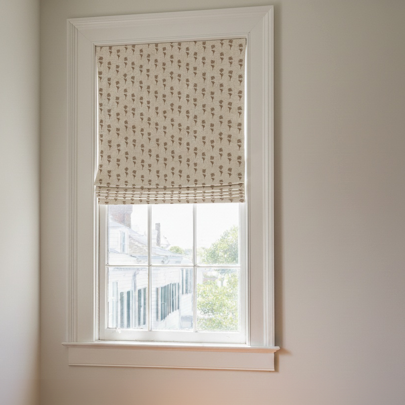 Daffodil fabric in Copper by Emily Daws styled in an interior — Flora Collection