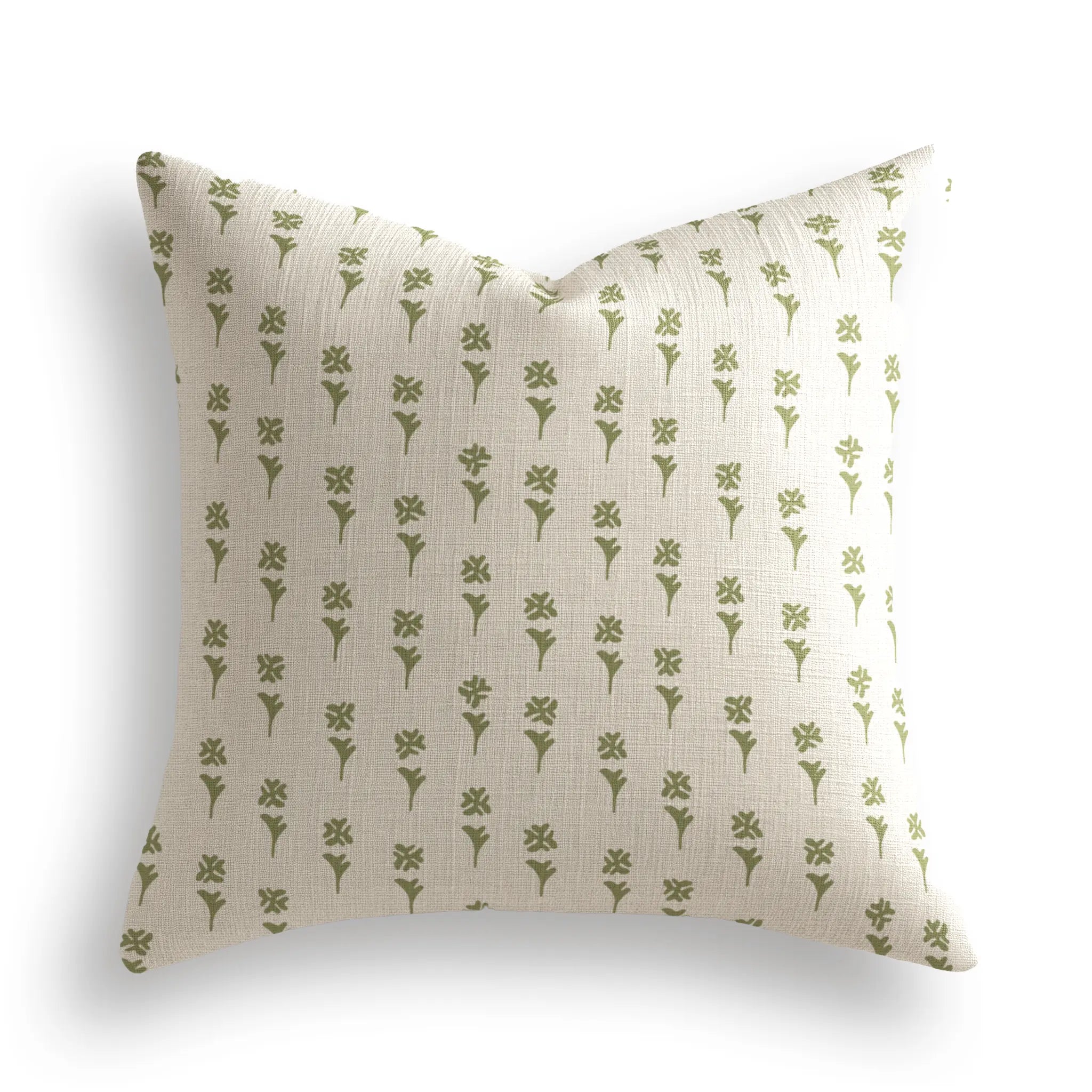 Daffodil Throw Pillow in Sprout by Emily Daws — Flora Collection, made-to-order on Belgian linen