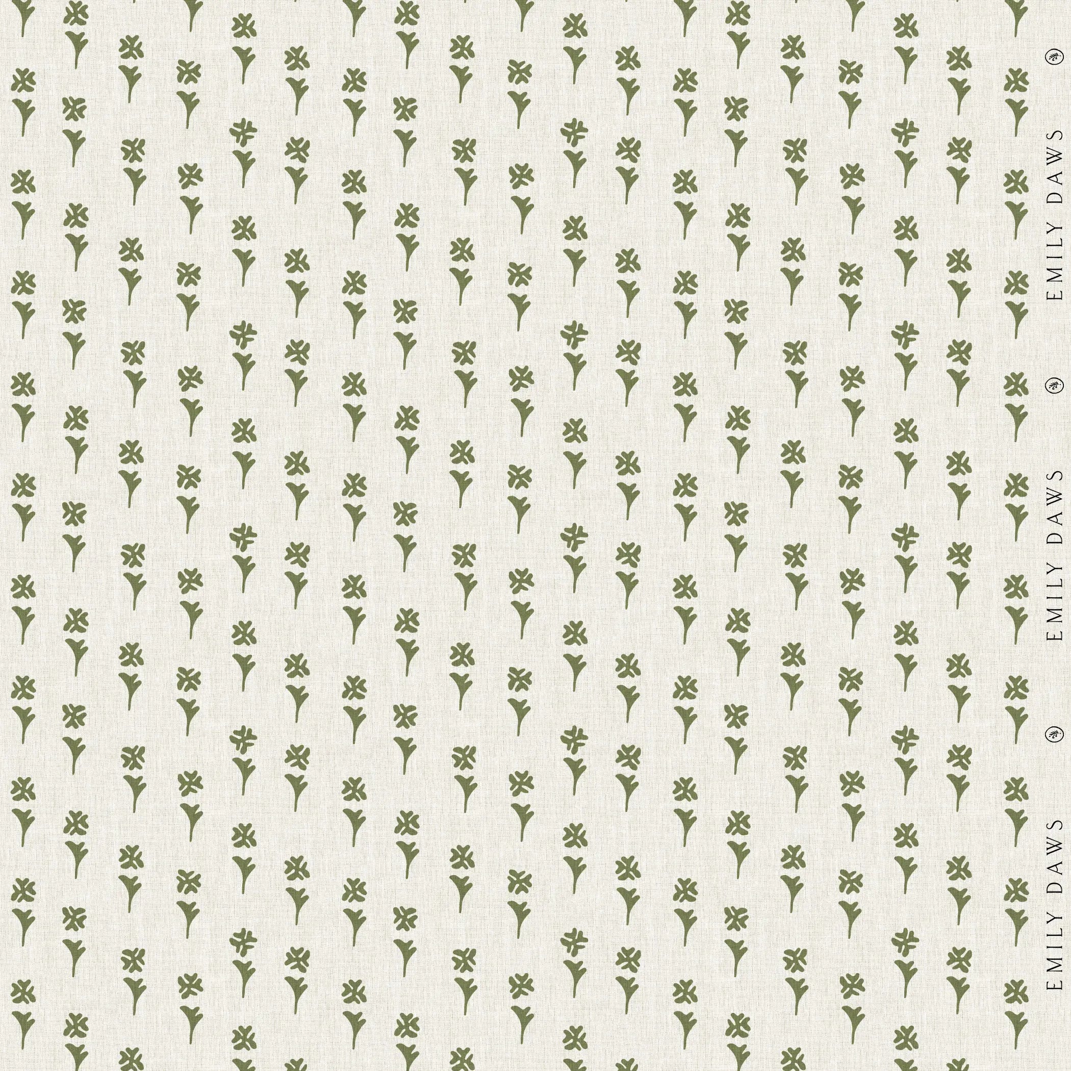 Daffodil Sprout fabric by Emily Daws — Flora Collection, available by the yard for drapery and upholstery