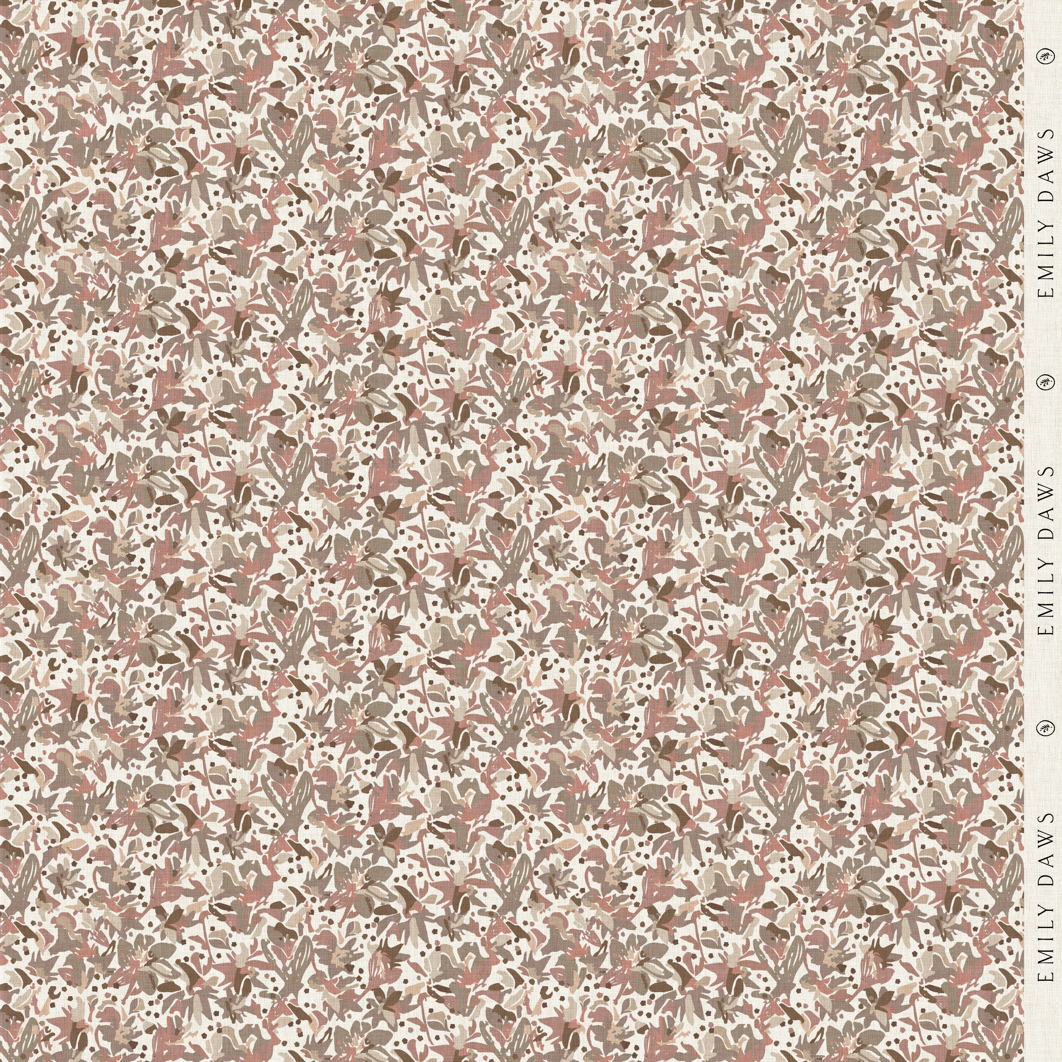 eden azalea fabric by emily daws featuring soft pink botanical pattern on natural linen for interiors