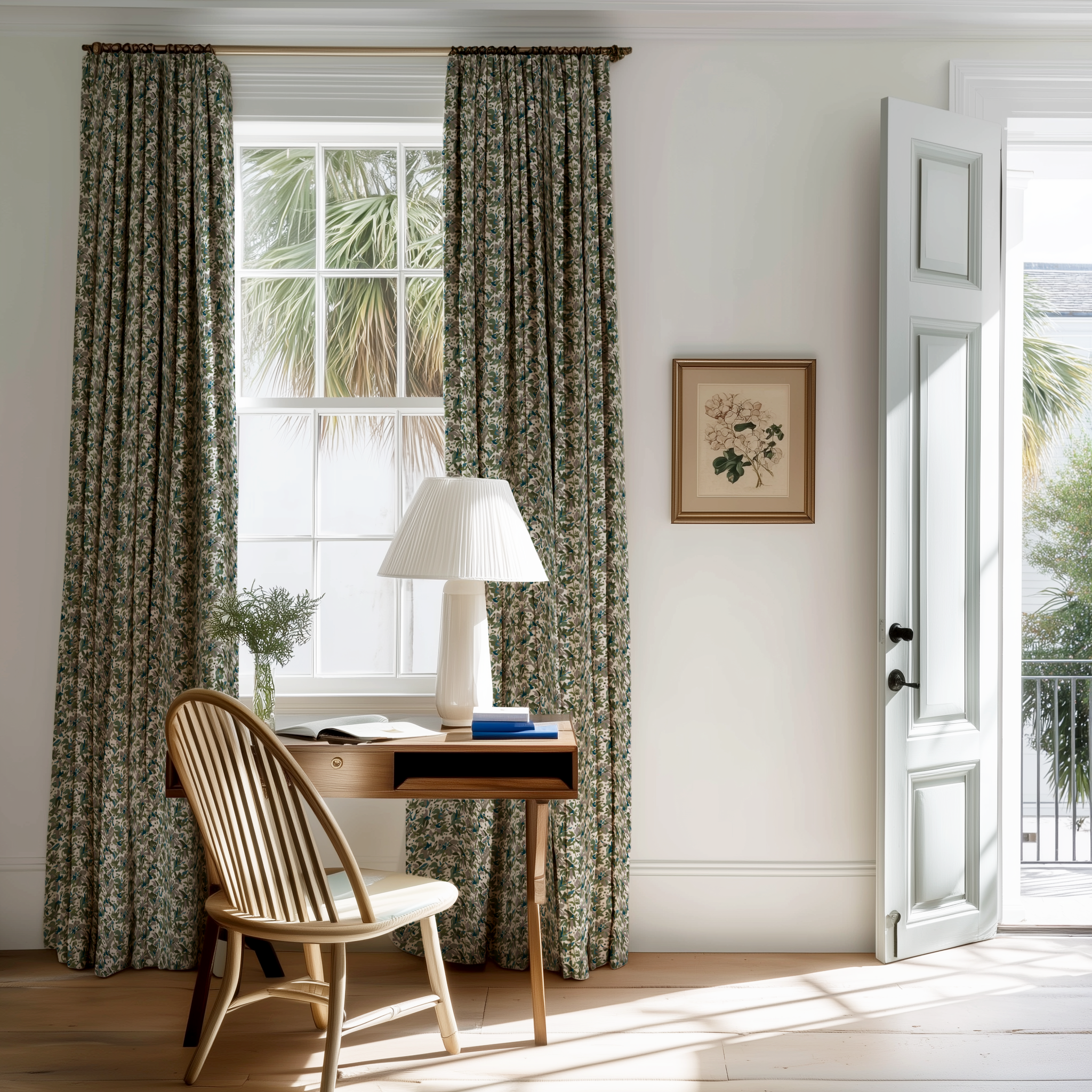 Thicket fabric in Emerald by Emily Daws styled in an interior — Flora Collection