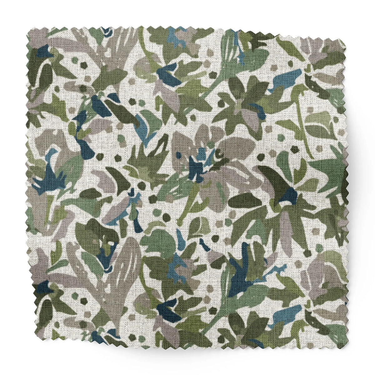 Eden fabric swatch in Emerald by Emily Daws — 6x6 Belgian linen sample, Flora Collection