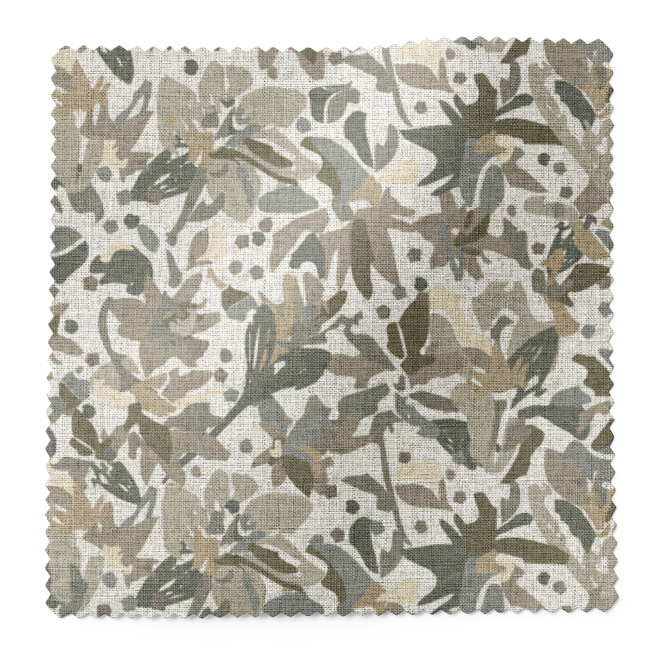 Eden fabric swatch in Lichen by Emily Daws β 6x6 Belgian linen sample, Flora Collection