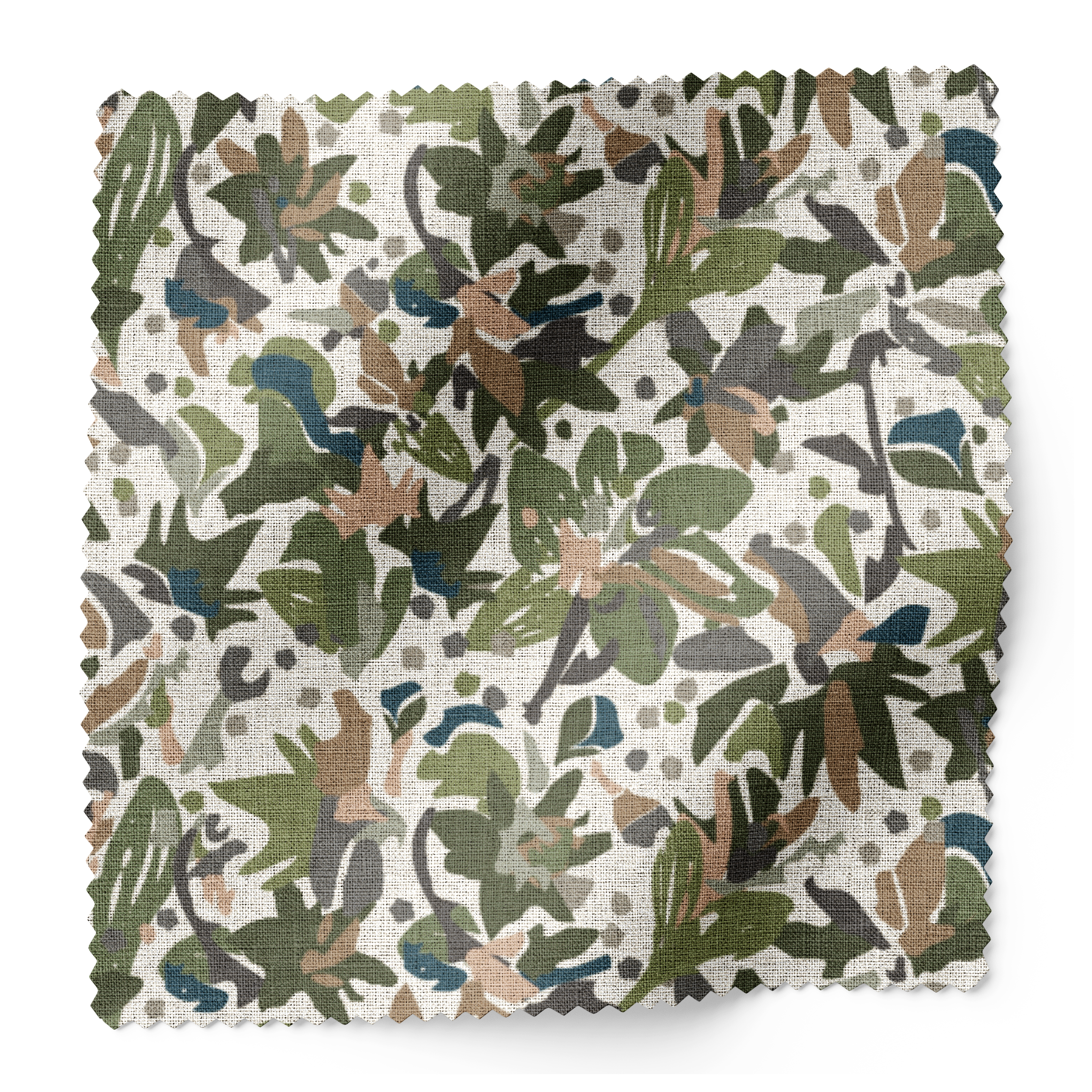 Eden fabric swatch in Olive by Emily Daws β 6x6 Belgian linen sample, Flora Collection