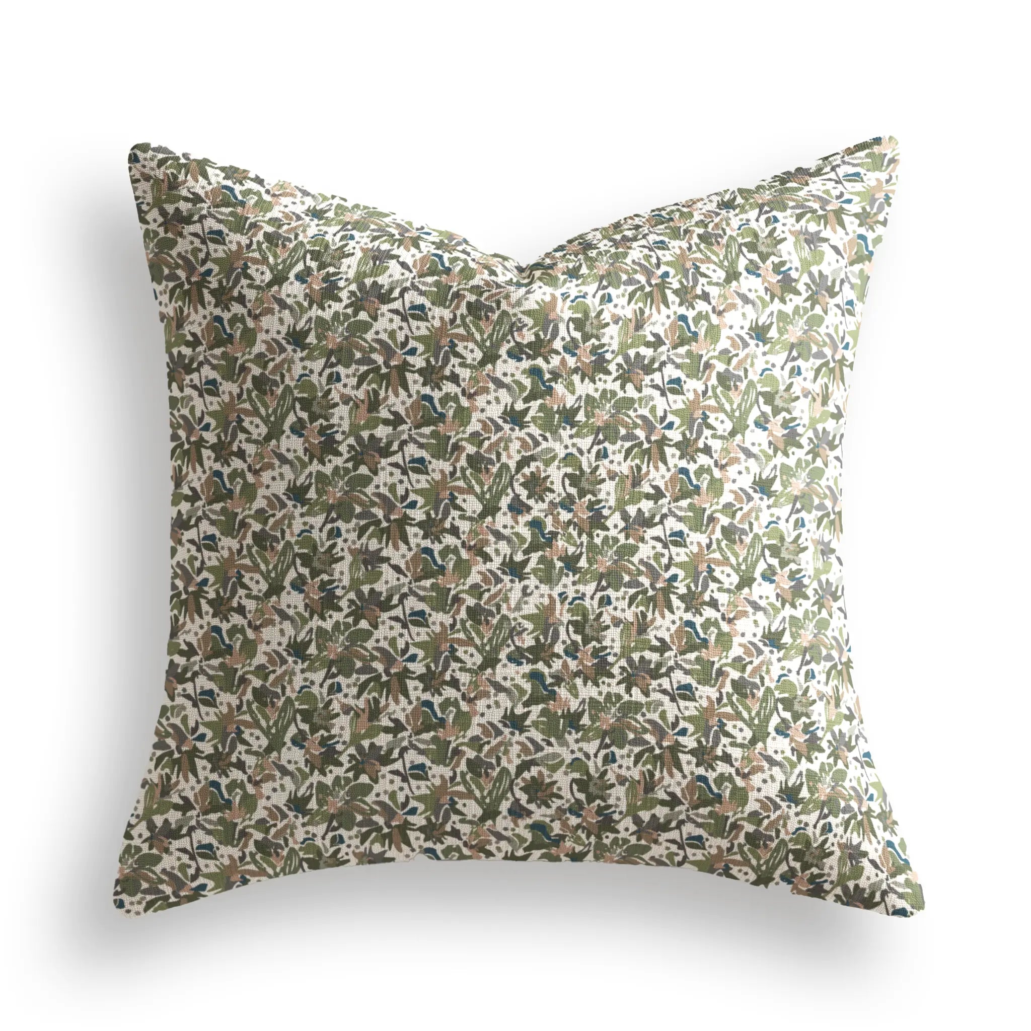 Eden Throw Pillow in Olive by Emily Daws β Flora Collection, made-to-order on Belgian linen