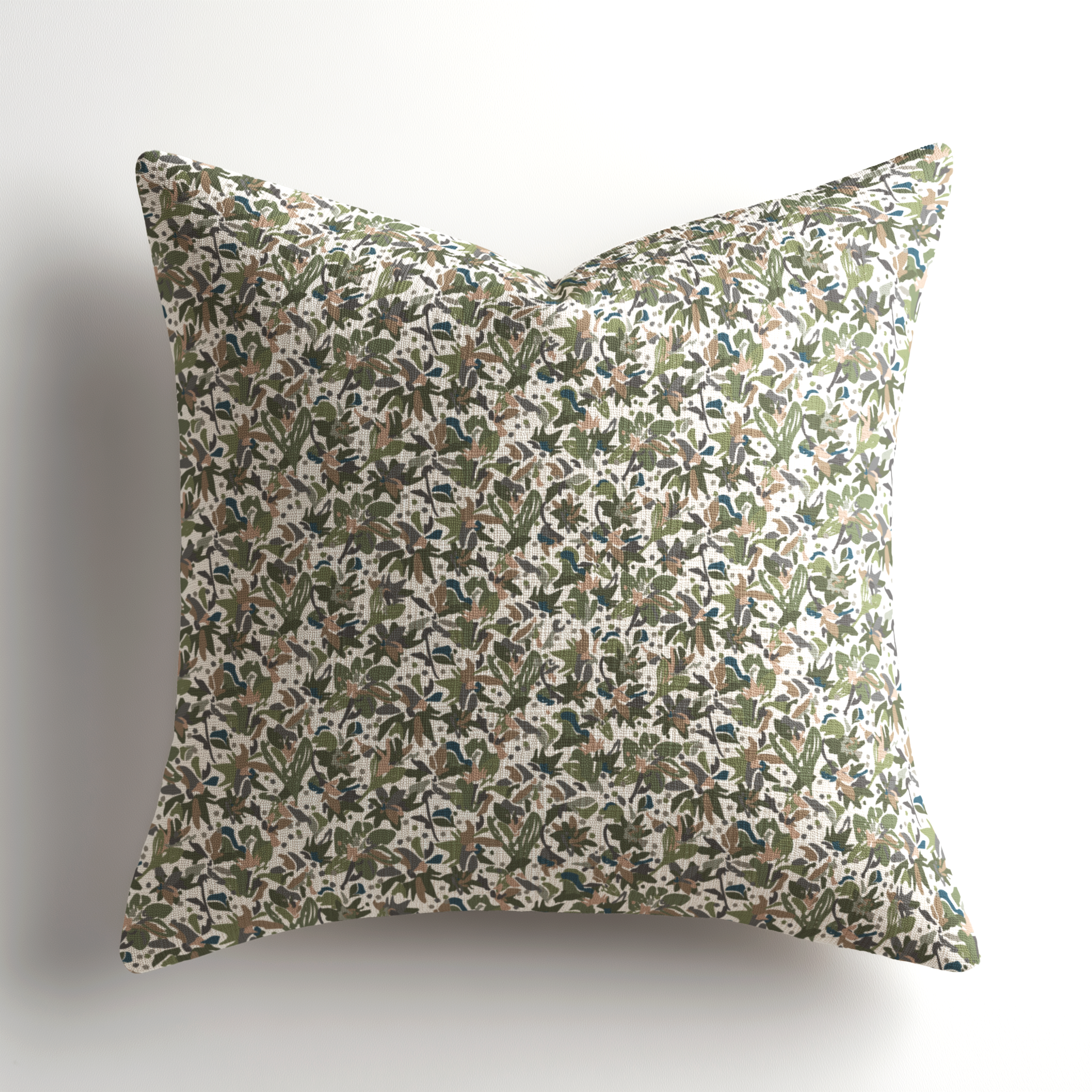 Small-batch handcrafted throw pillow by Emily Daws showcasing the Eden pattern in Olive, a Charleston-based artful accent pillow ideal for refined luxury interiors.