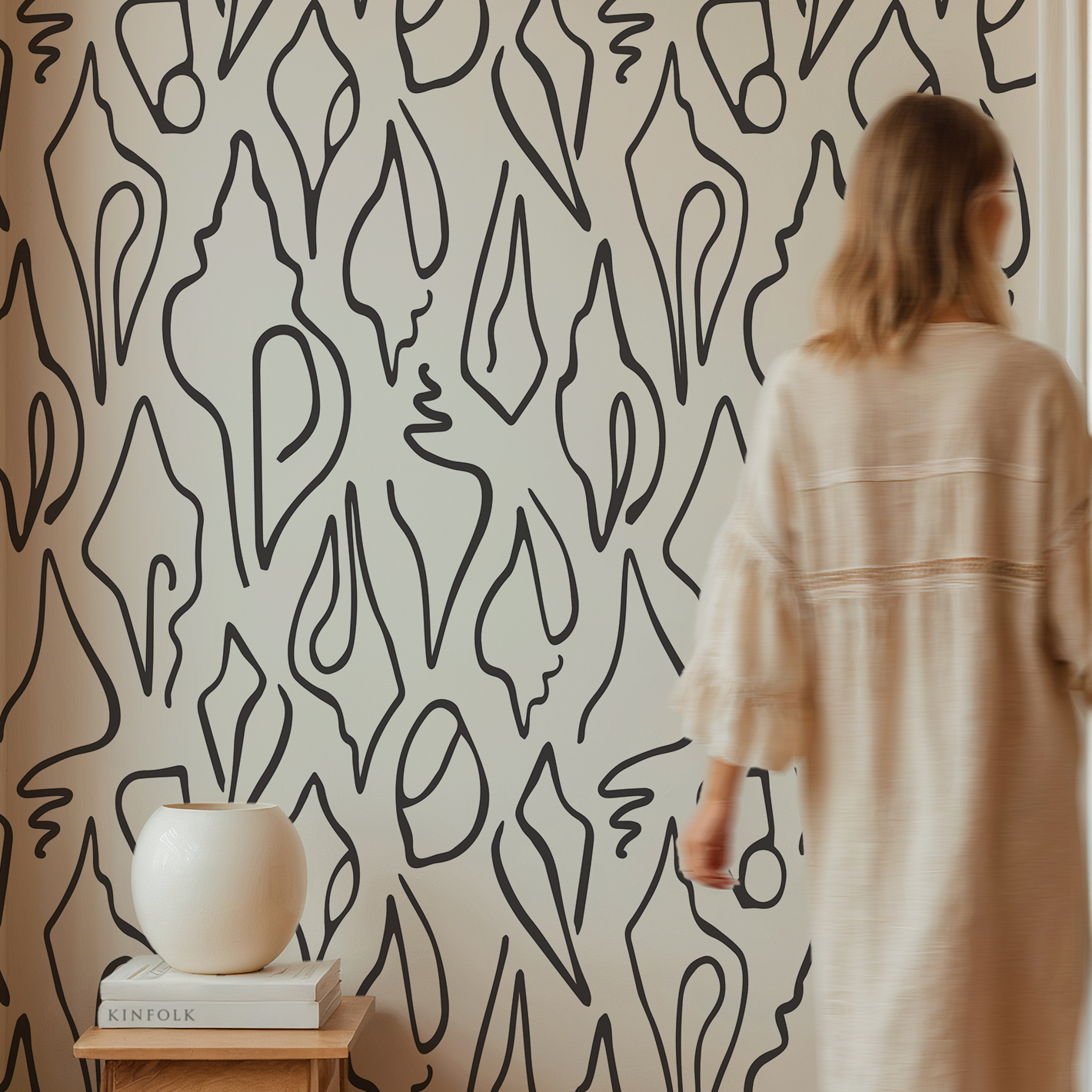 Bespoke smooth wallpaper by Emily Daws, crafted on clay-coated paper for artful, refined interior design projects.
