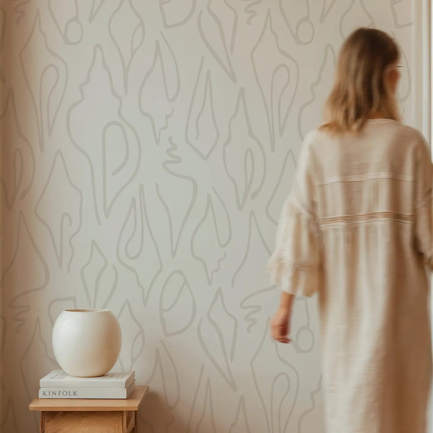 Bespoke smooth wallpaper by Emily Daws, crafted on clay-coated paper for artful, refined interior design projects.