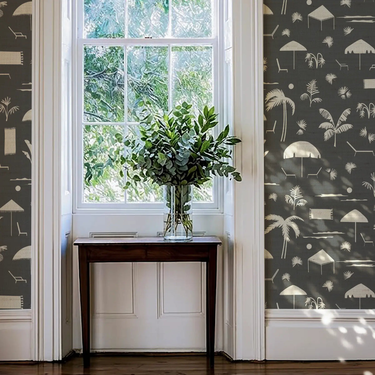 Folly Toile Grasscloth in Storm
