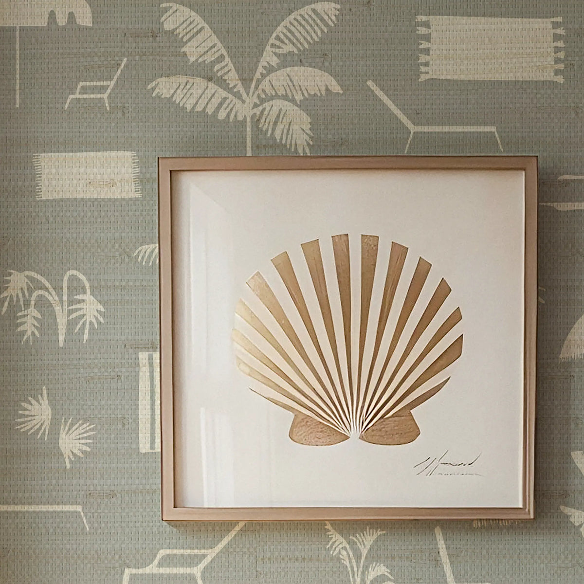 Folly Toile Grasscloth Swatch in Harbor