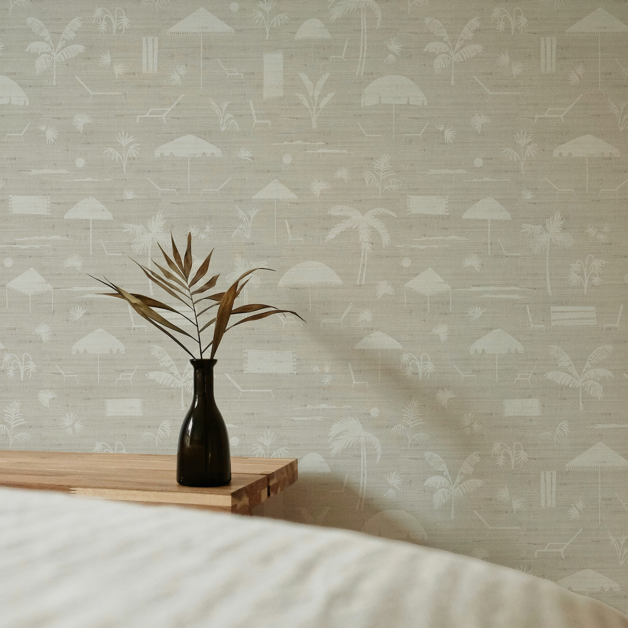 Folly Toile Grasscloth wallpaper in Sand styled by Emily Daws β shown in a Charleston home entryway