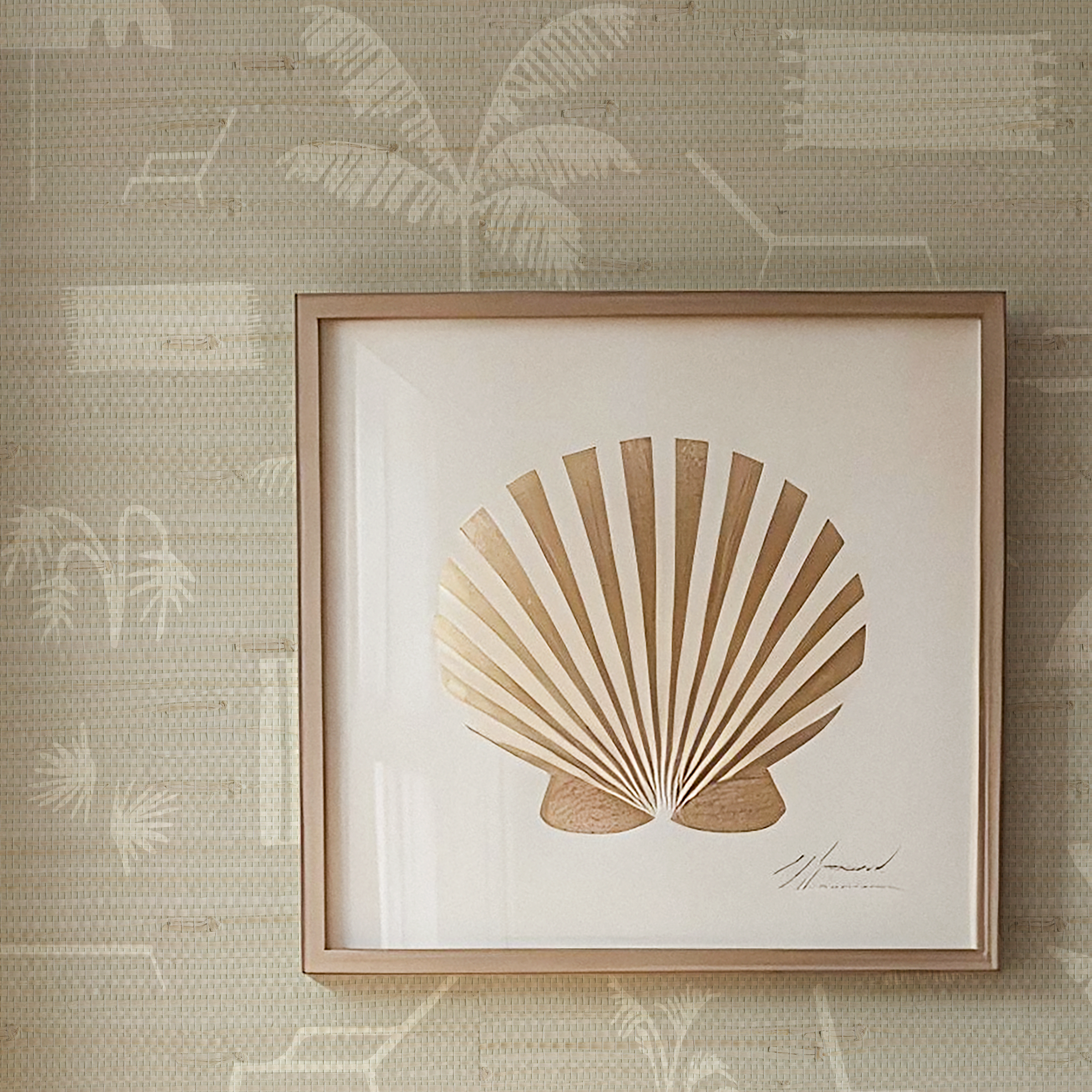Folly Toile Grasscloth Swatch in Sand