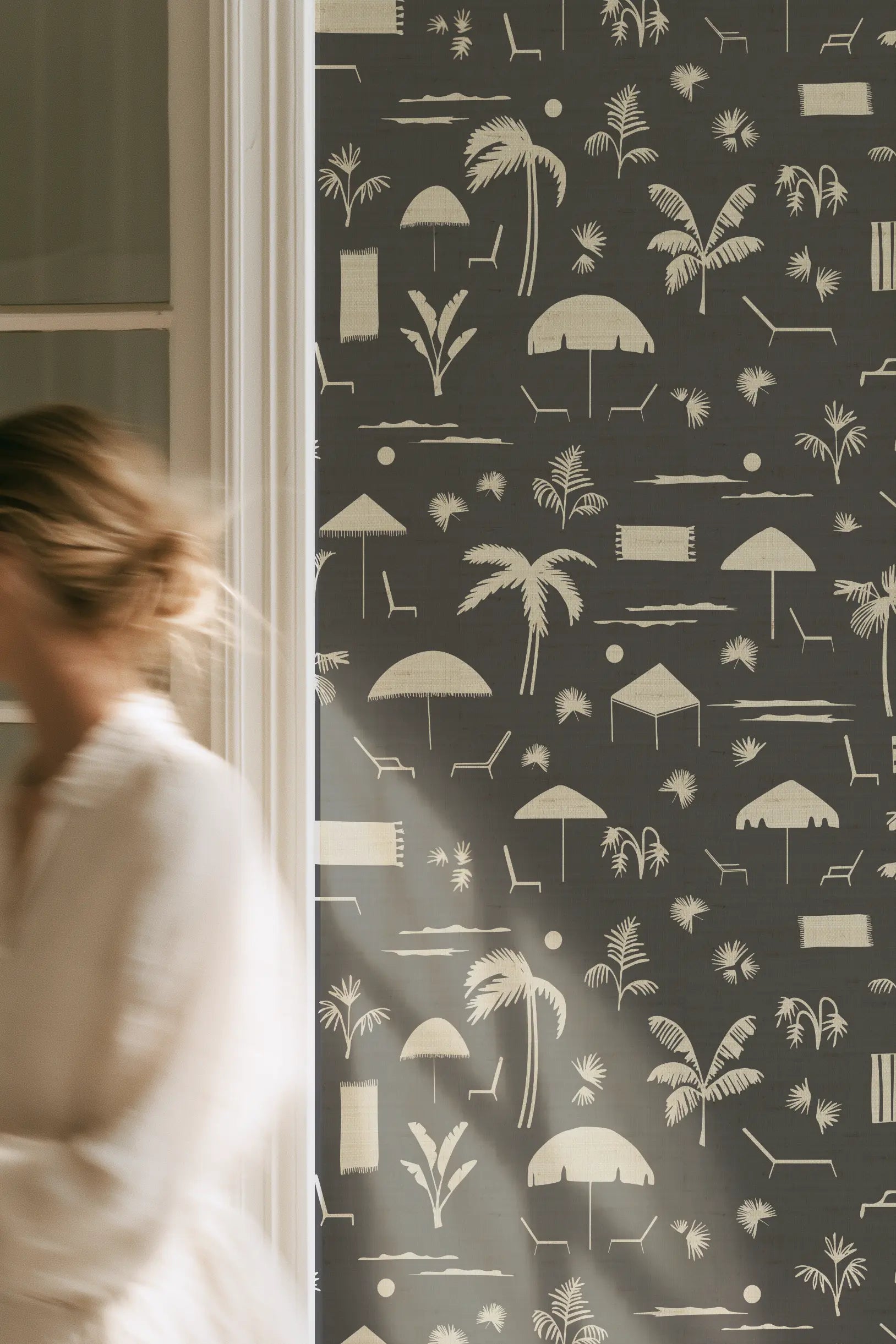 Folly Toile Grasscloth in Storm