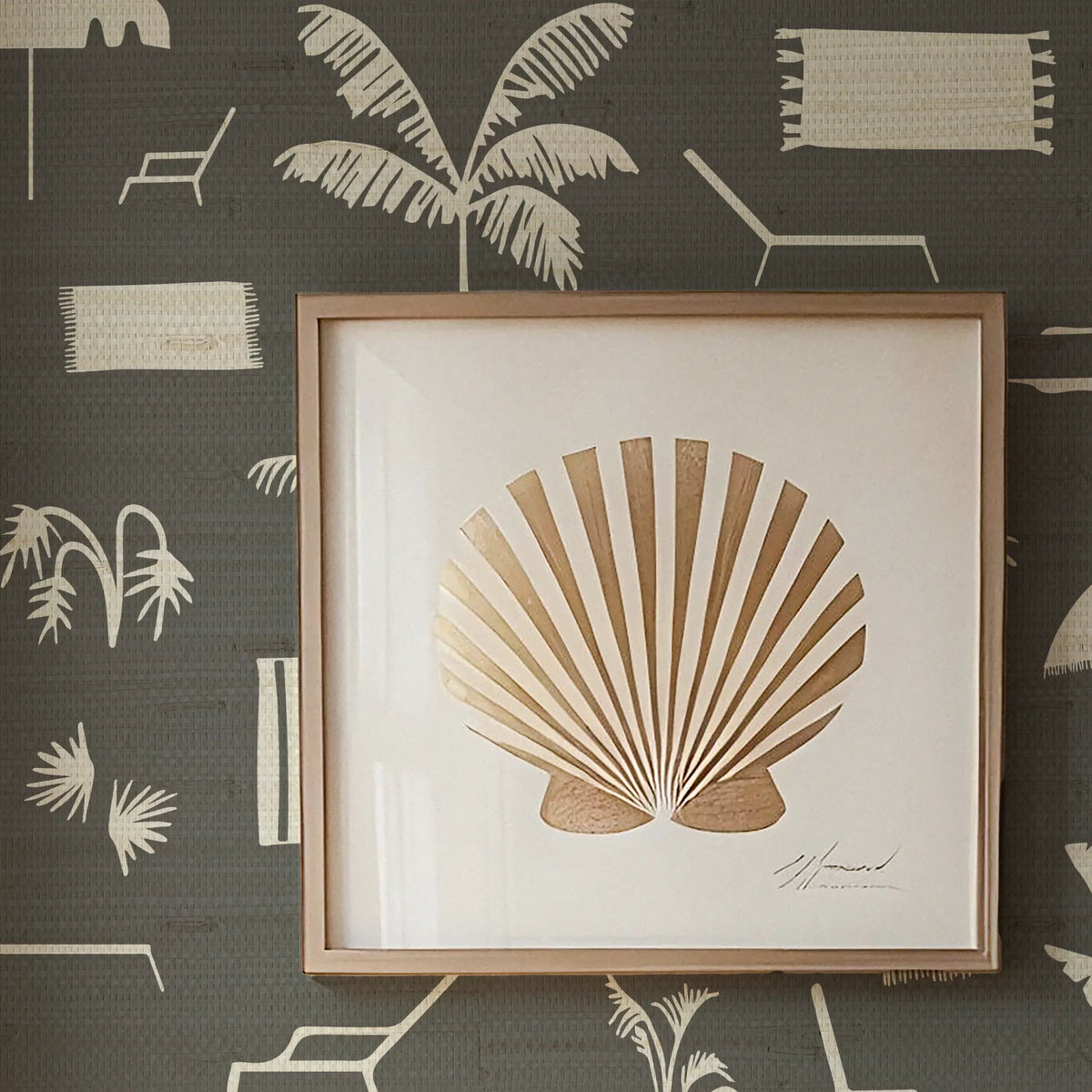 Folly Toile Grasscloth Swatch in Storm