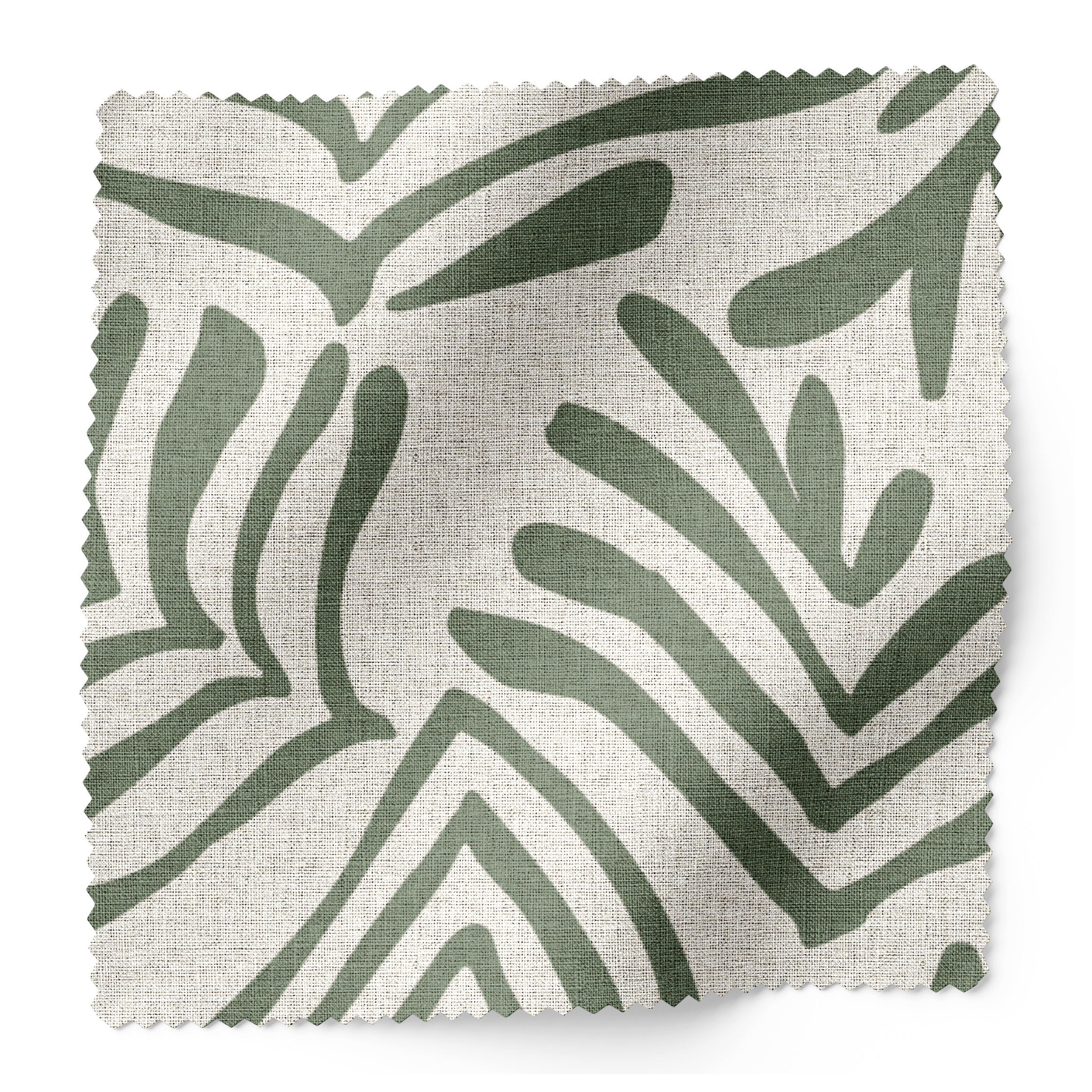 Frond fabric swatch in Alpine by Emily Daws β 6x6 Belgian linen sample, Flora Collection