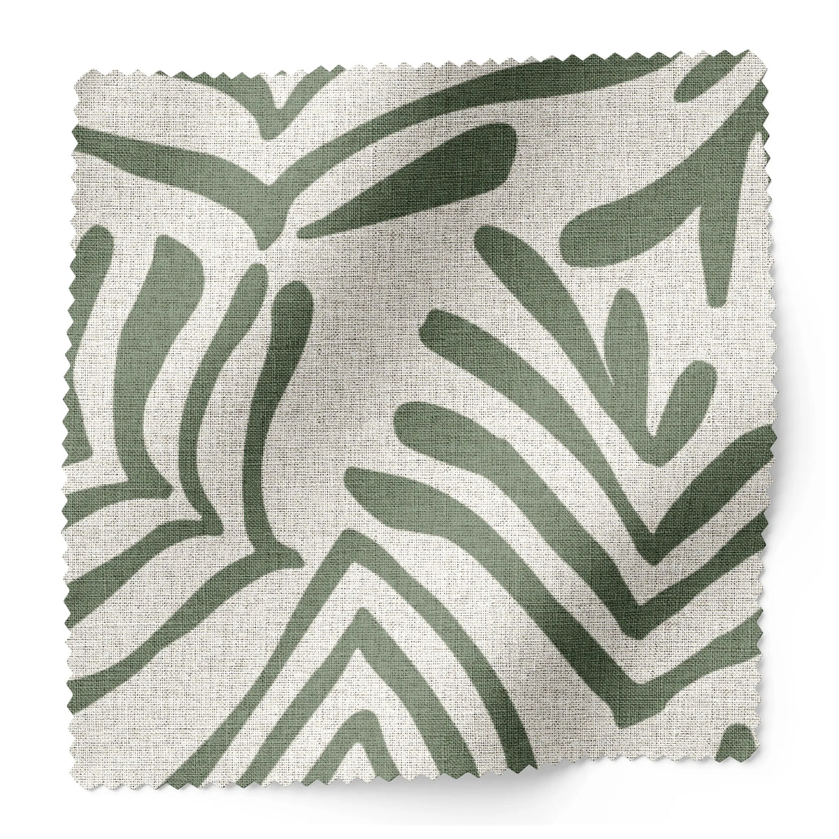 Frond fabric swatch in Alpine by Emily Daws — 6x6 Belgian linen sample, Flora Collection