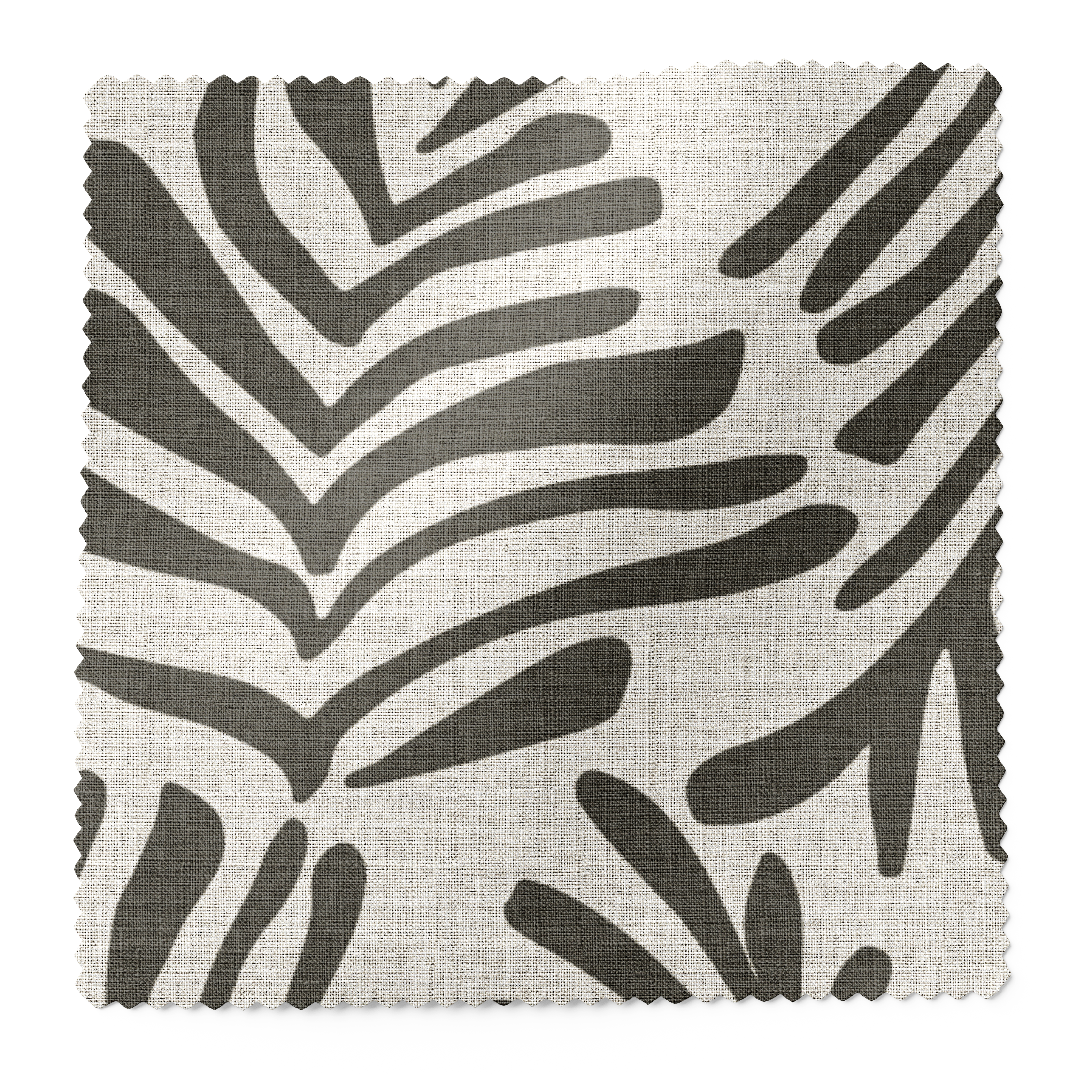 Frond fabric swatch in Crow by Emily Daws — 6x6 Belgian linen sample, Flora Collection