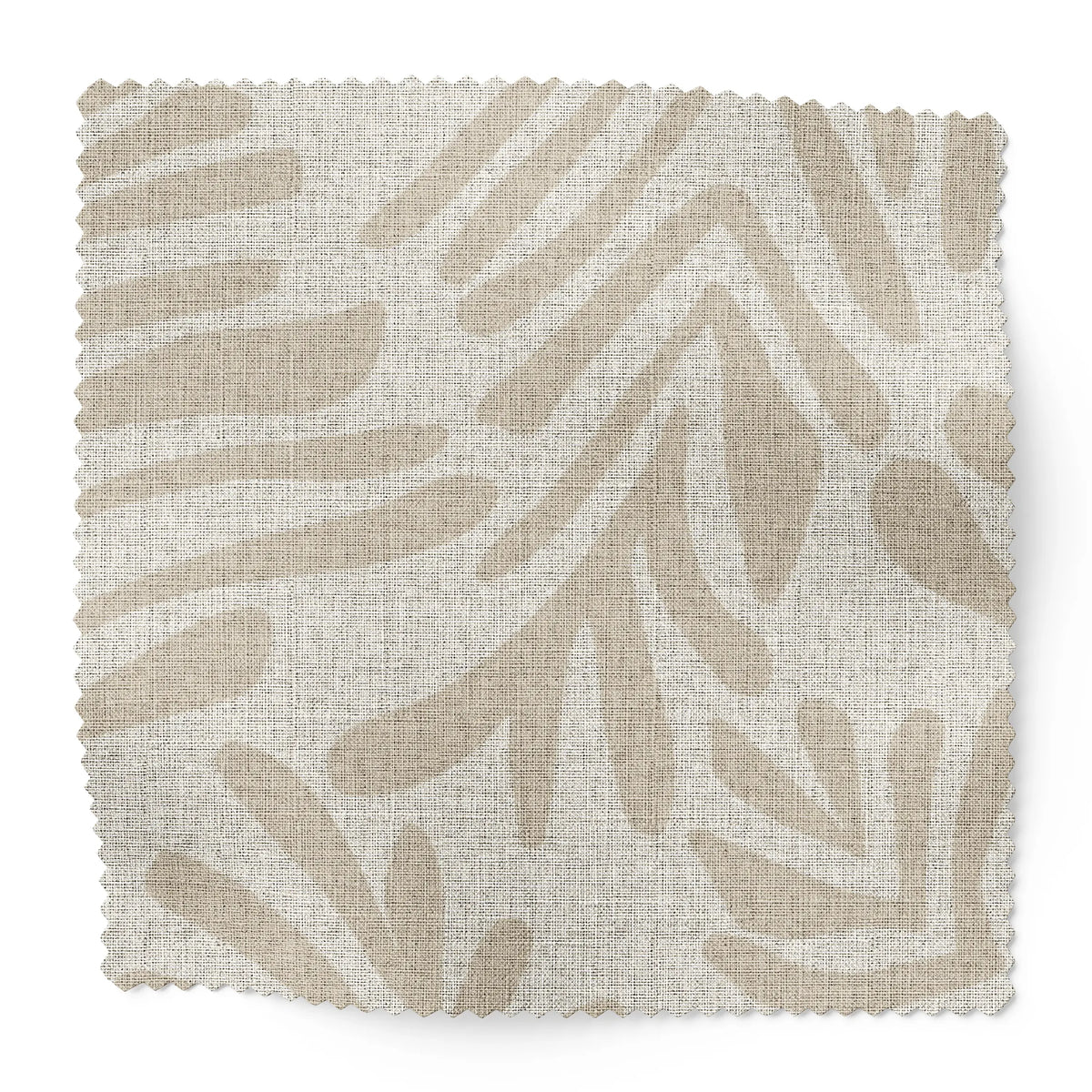 Frond fabric swatch in Truffle by Emily Daws — 6x6 Belgian linen sample, Flora Collection
