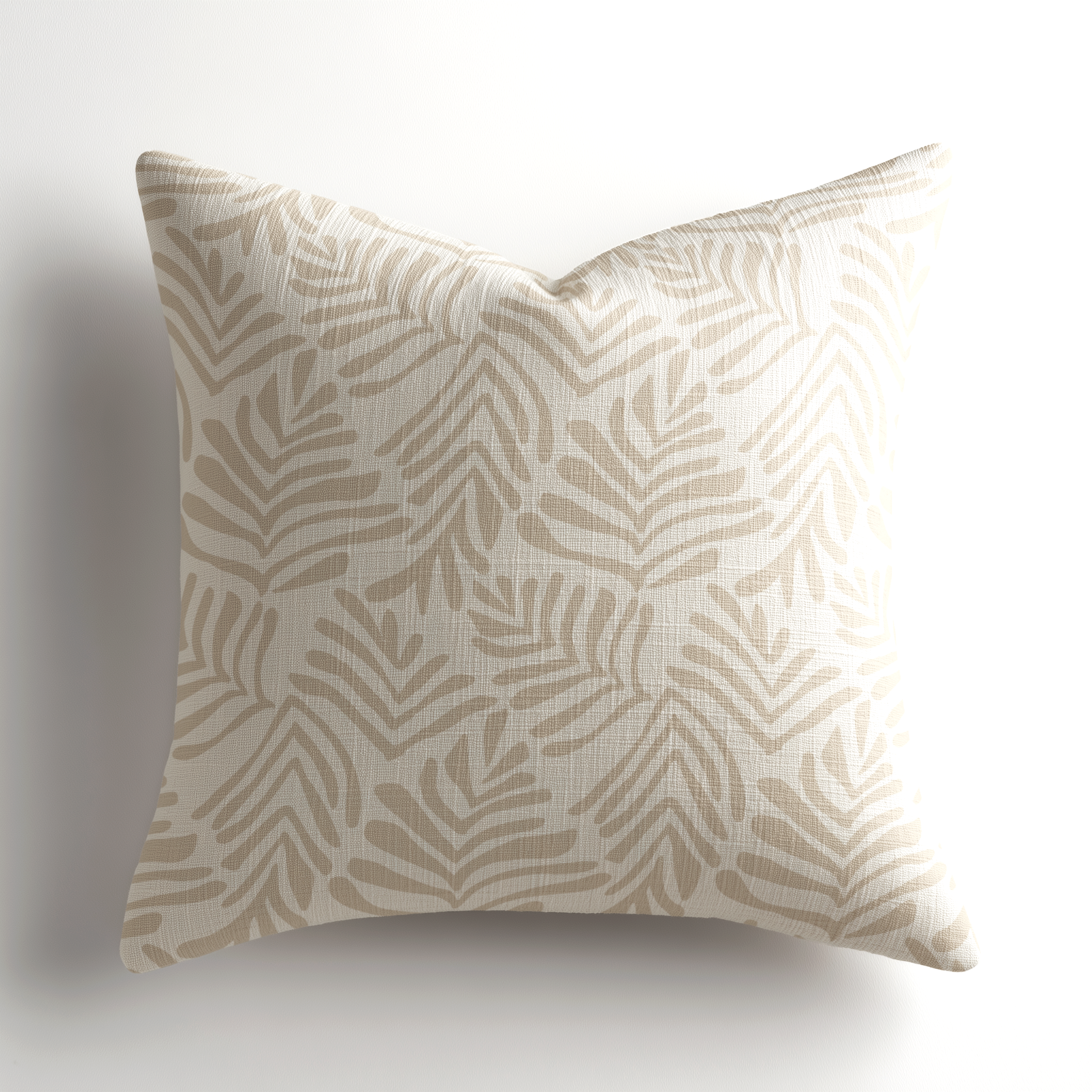 Premium linen throw pillow in Frond Truffle by Emily Daws, a southern inspired, boutique textiles accent designed for interior designers seeking made-in-the-USA soft goods.