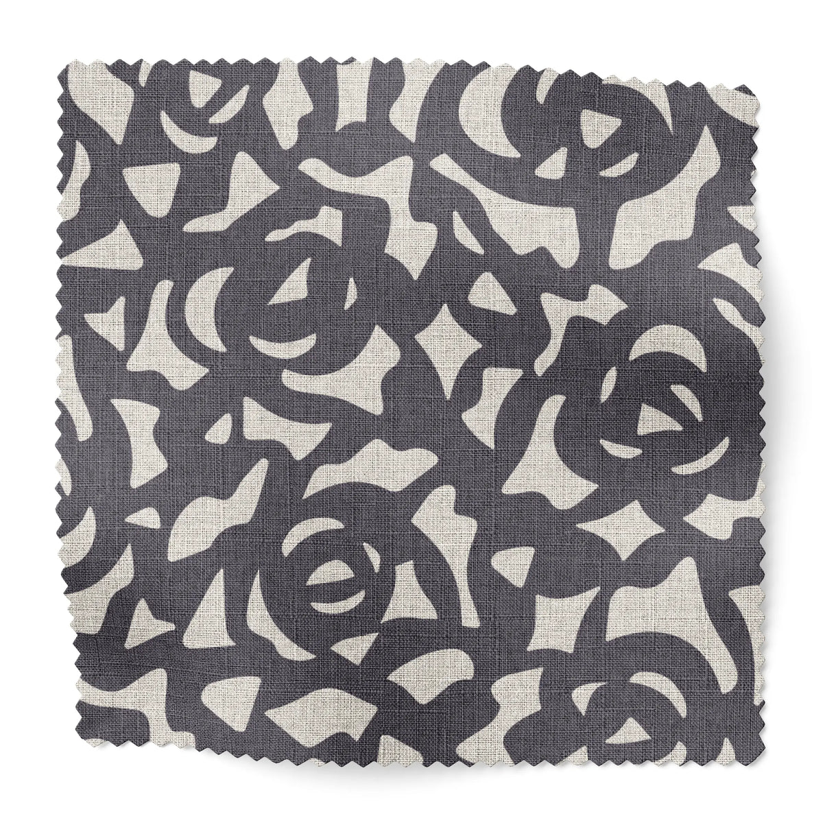 Gardenia fabric swatch in Indigo by Emily Daws — 6x6 Belgian linen sample, Charleston Collection