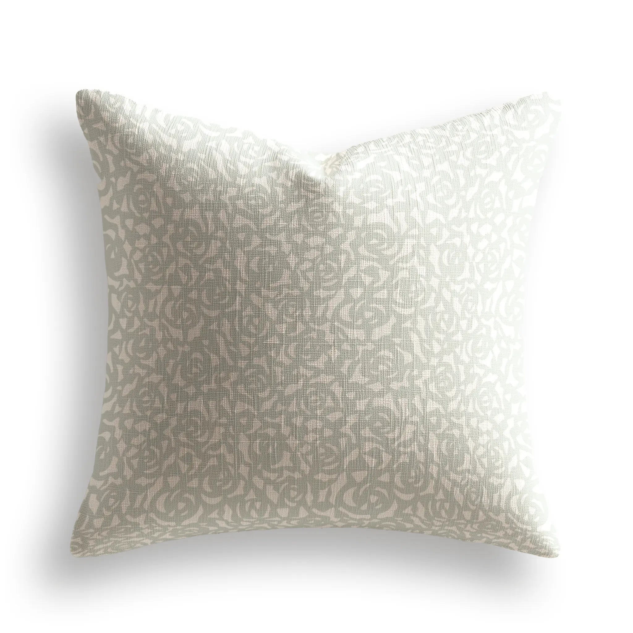 Gardenia Throw Pillow in Mist by Emily Daws — Charleston Collection, made-to-order on Belgian linen