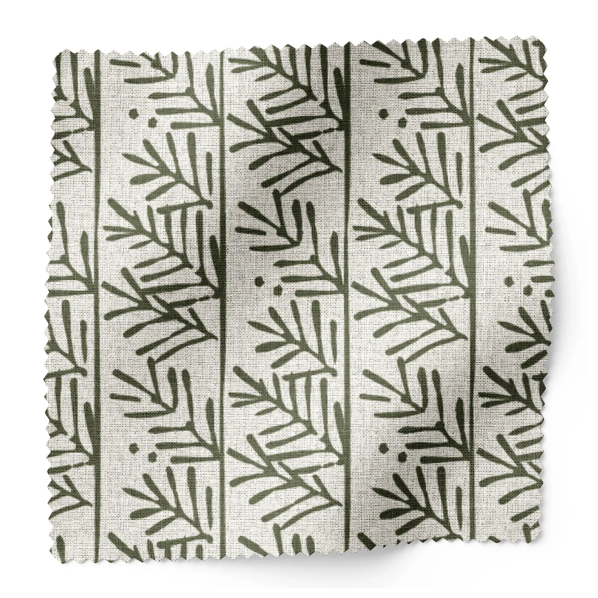 Hemlock fabric swatch in Holly by Emily Daws — 6x6 Belgian linen sample, Flora Collection
