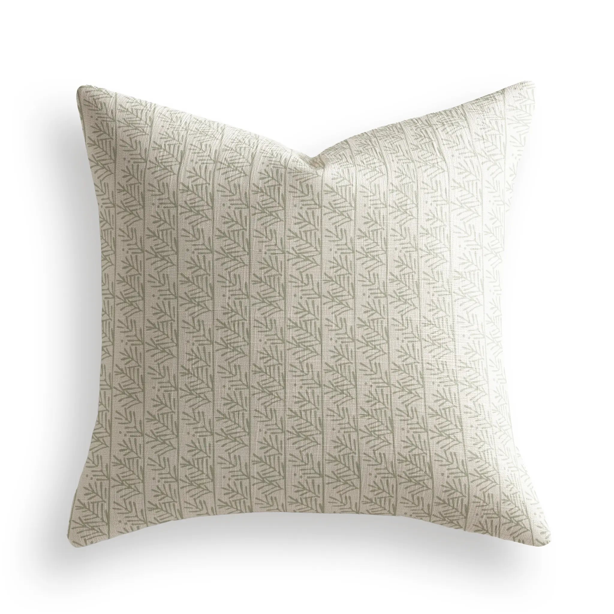 Hemlock Throw Pillow in Frost by Emily Daws — Flora Collection, made-to-order on Belgian linen