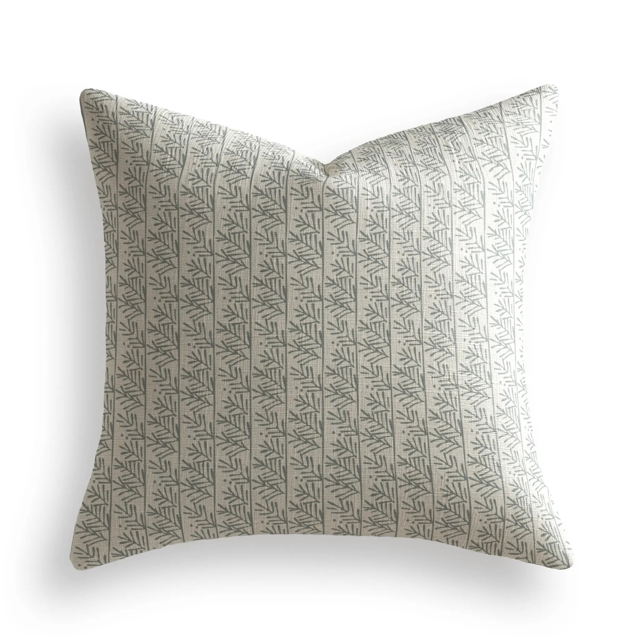 Hemlock Throw Pillow in Mineral by Emily Daws — Flora Collection, made-to-order on Belgian linen