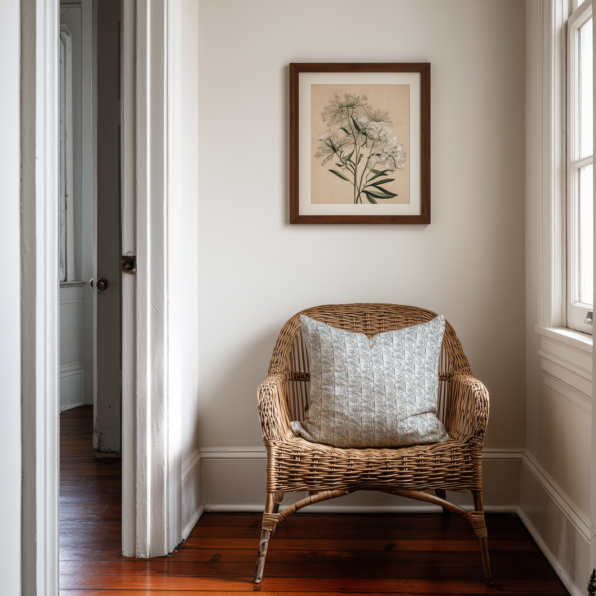 Hemlock fabric in Mineral by Emily Daws styled in an interior β Flora Collection