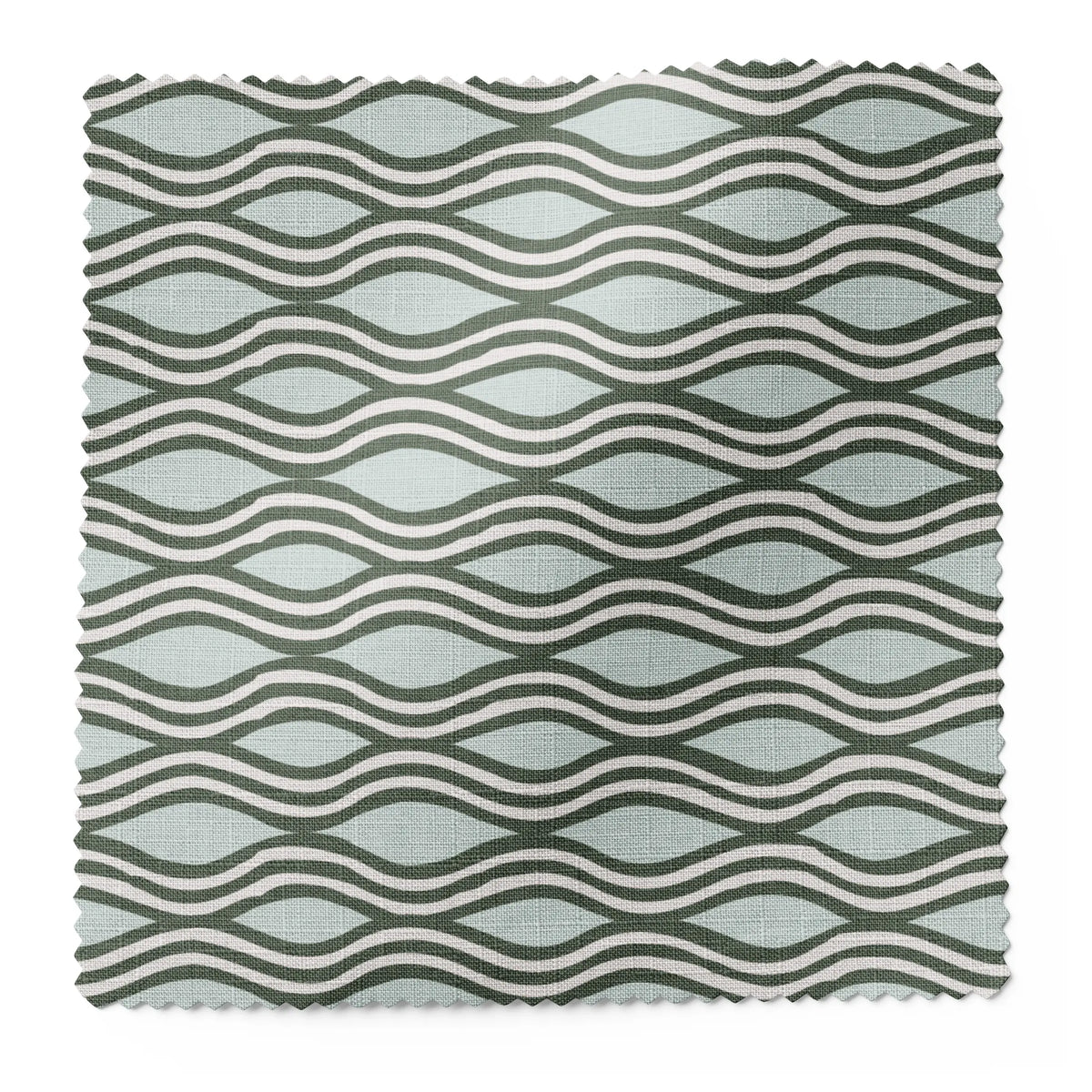 Inlet fabric swatch in Juniper by Emily Daws — 6x6 Belgian linen sample, Waterways Collection