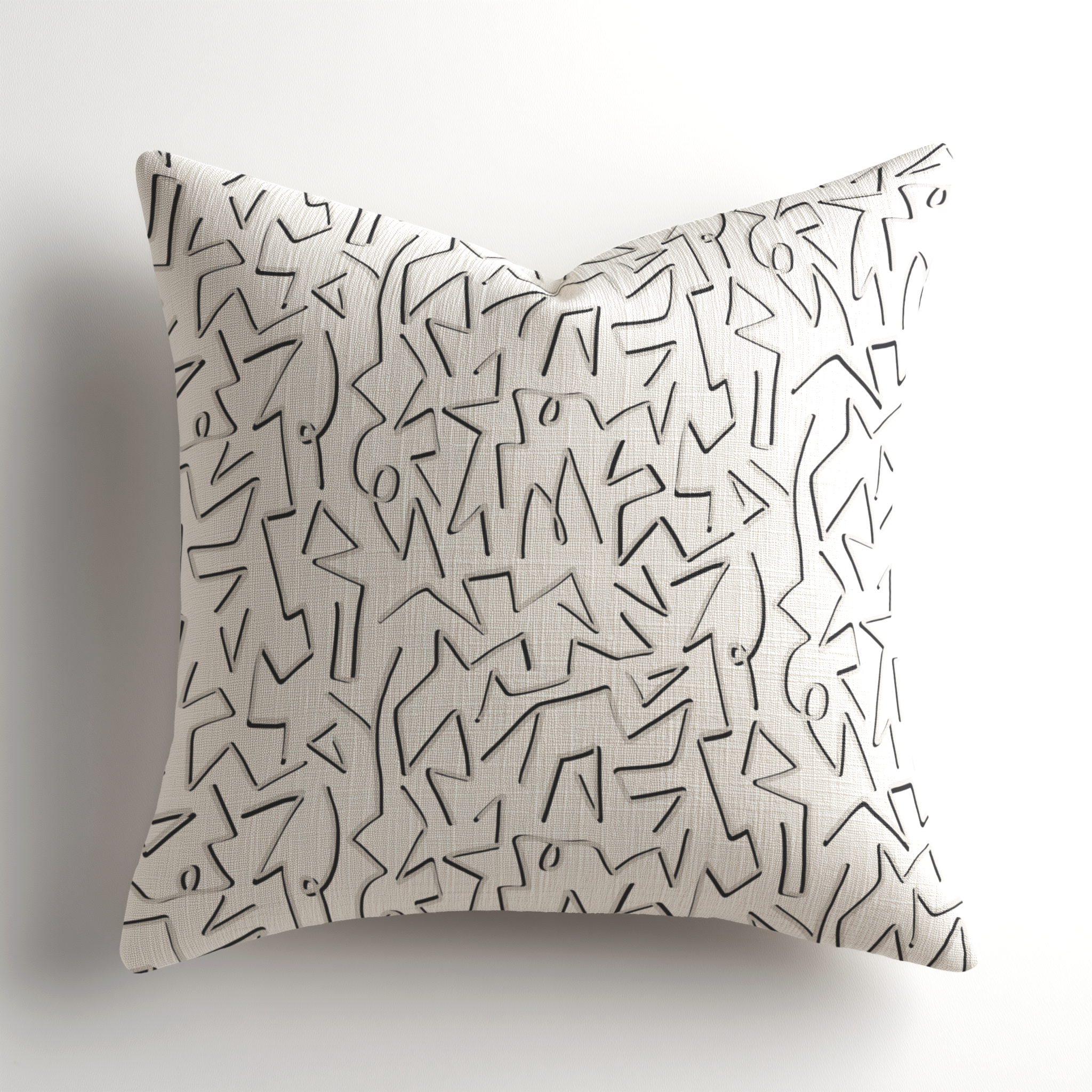 Designer linen throw pillow by Emily Daws featuring the Jekyll pattern in Onyx, a Charleston-made, small-batch artful accent pillow crafted for luxury interiors and available through the Emily Daws Showroom.