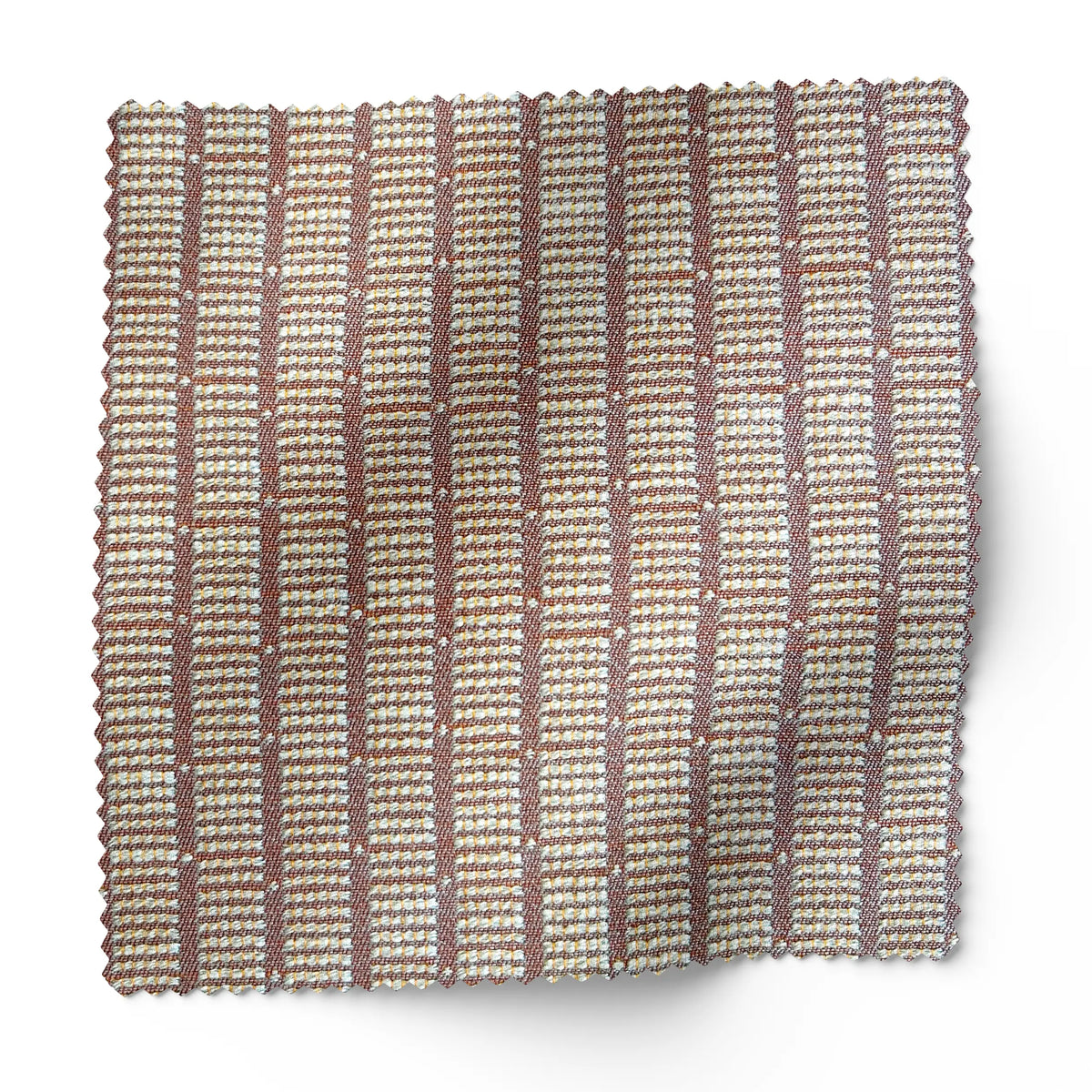 Jetty fabric swatch in Punch by Emily Daws — 6x6 woven upholstery fabric sample, Waterways Collection