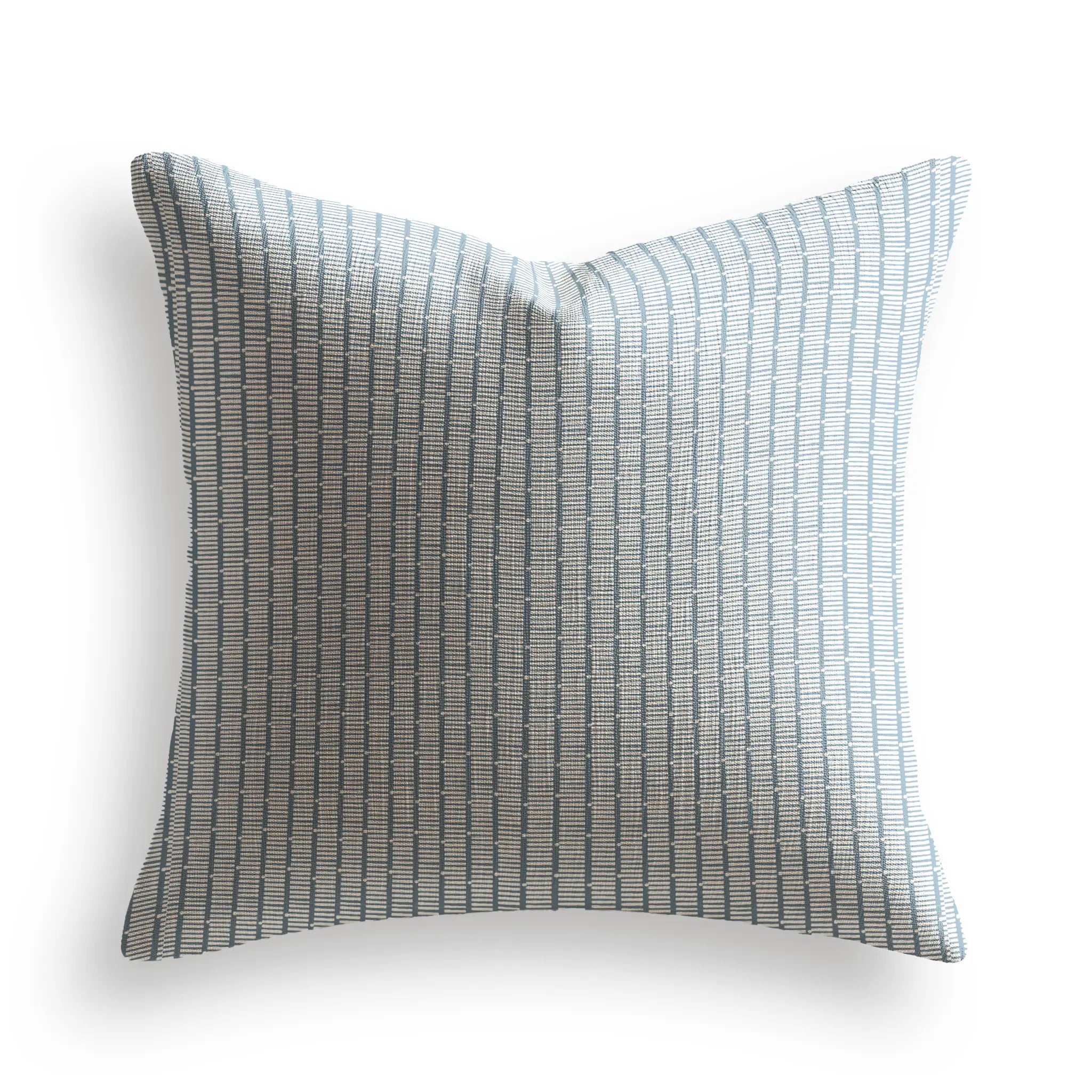 Jetty Throw Pillow in Cooper Blue by Emily Daws — Waterways Collection, made-to-order on woven upholstery fabric
