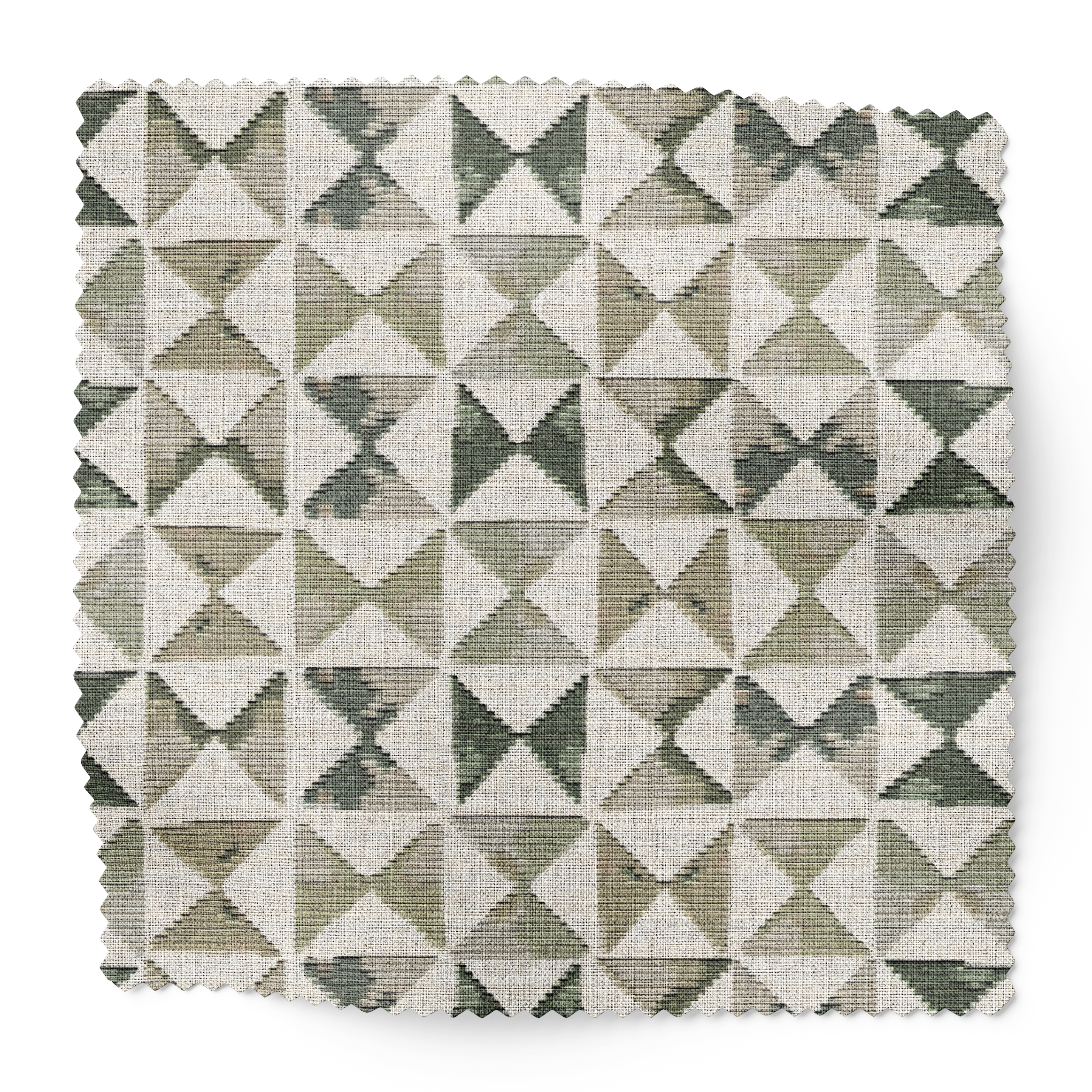 Kaleidoscope fabric swatch in Ivy by Emily Daws β 6x6 Belgian linen sample, Fauna Collection