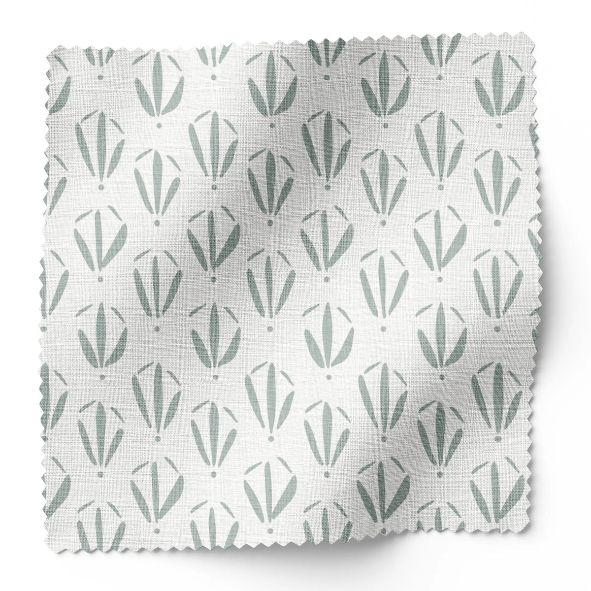 Kiawah fabric swatch in Basil by Emily Daws — 6x6 Belgian linen sample, Sea Island Collection