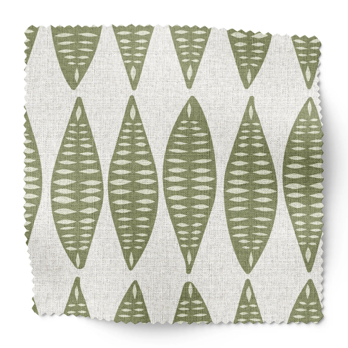 Leaflette fabric swatch in Peridot by Emily Daws — 6x6 Belgian linen sample, Flora Collection