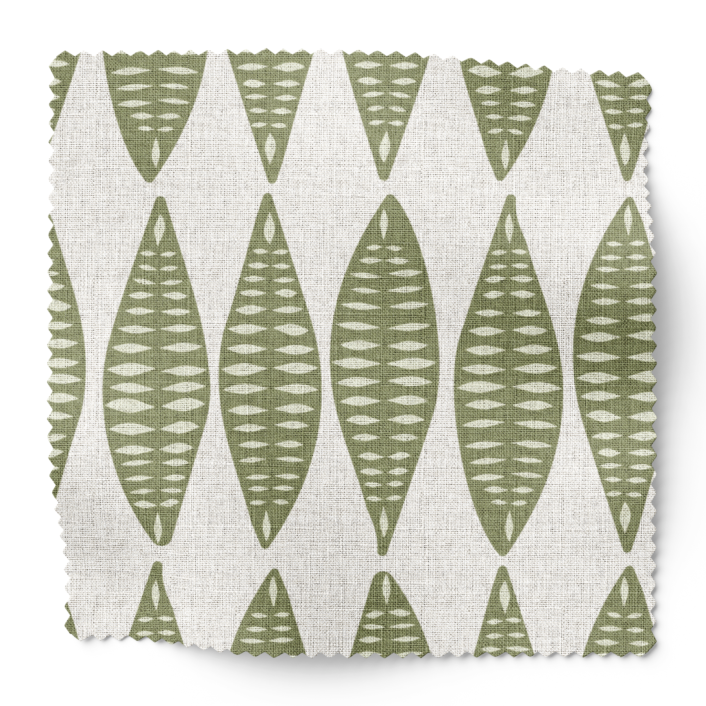 Leaflette fabric swatch in Peridot by Emily Daws β 6x6 Belgian linen sample, Flora Collection