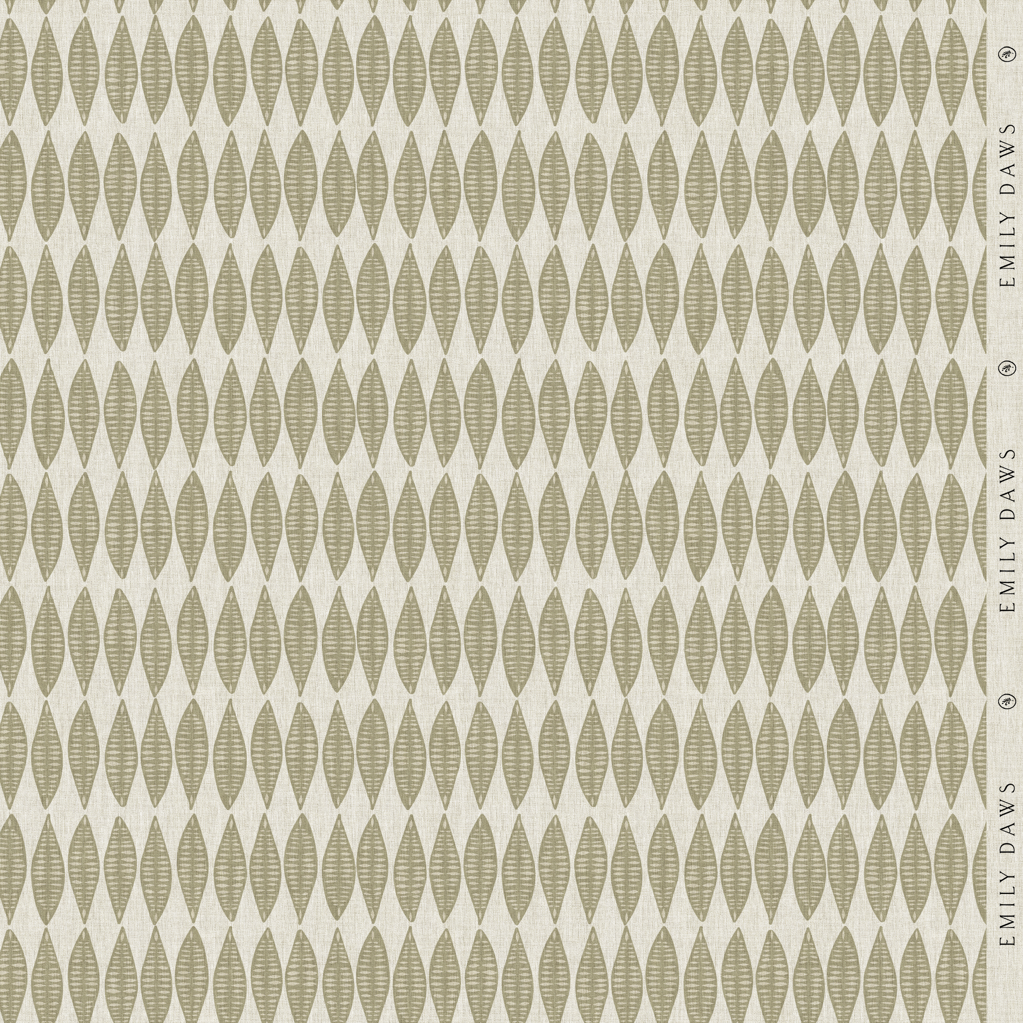 leaflette lemongrass fabric by emily daws featuring fresh green botanical pattern on natural linen by the yard