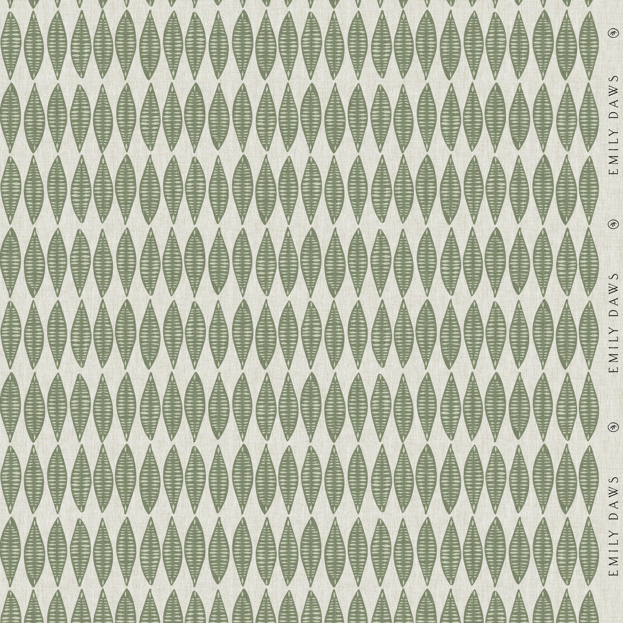 leaflette peridot fabric by emily daws featuring vibrant green botanical pattern on natural linen by the yard